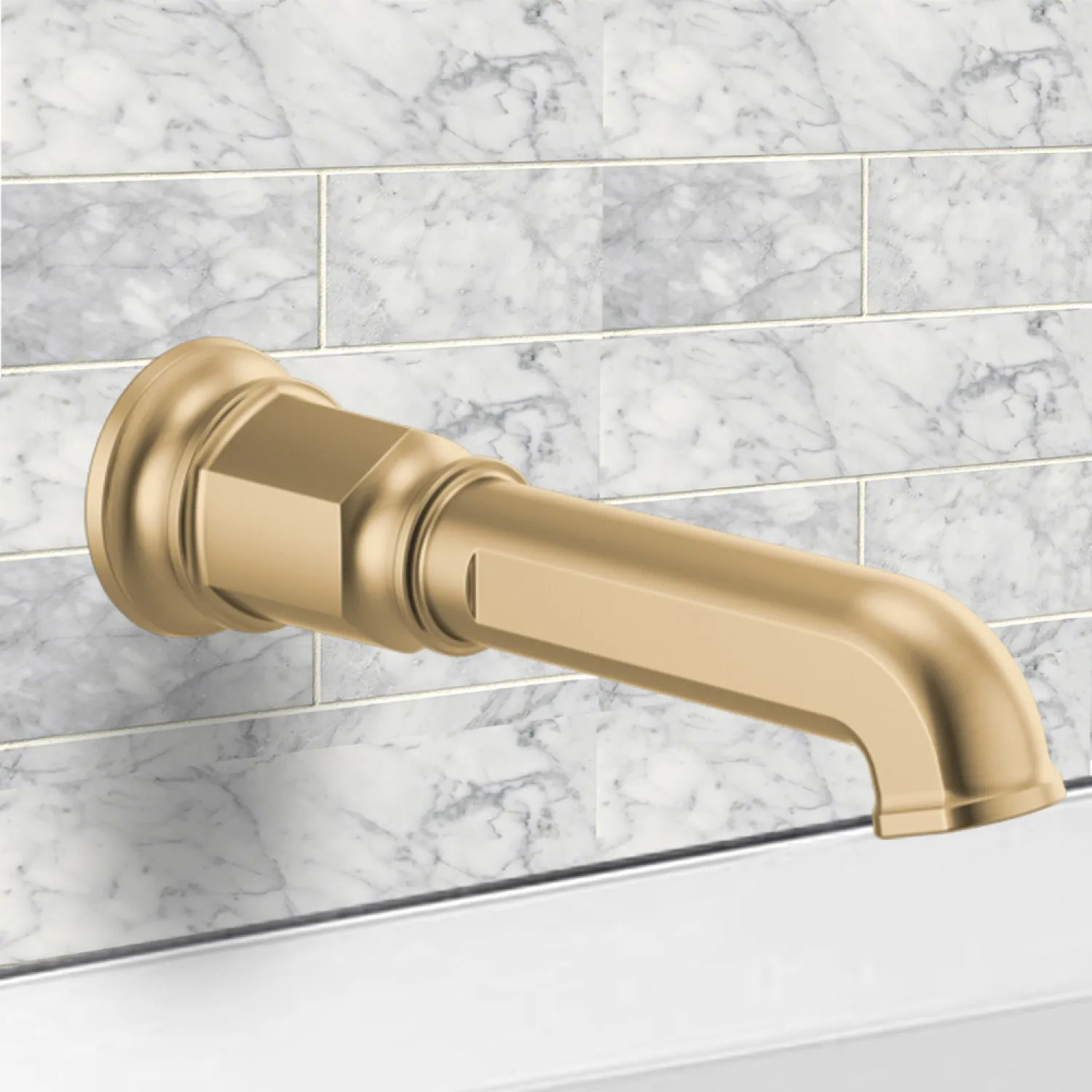 Brizo RP100328GL Brizo Invari Wall Mounted Non-Diverter Tub Spout, Solid Brass, 1/2