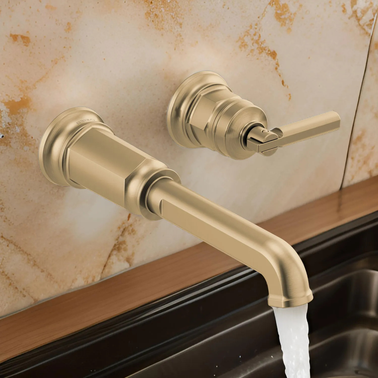 Brizo T65776LF-GLLHP Brizo Invari Single-Handle Bathroom Faucet, Wall-Mount, Less Handle and Drain, 1.5 GPM, Brilliance Luxe Gold - T65776LF-GLLHP