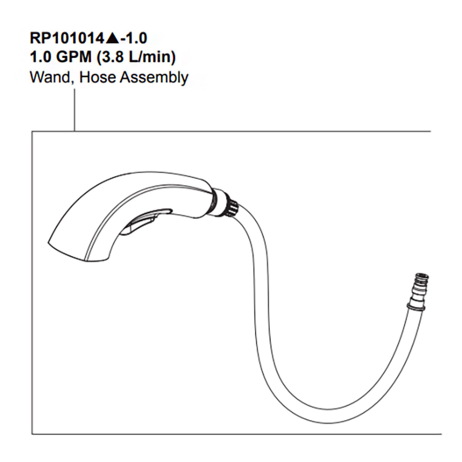 Peerless RP101014SS-1.0 Peerless Parkwood Stainless Hose Assembly, Wand, Clip, And O-Ring Replacement Part For P6935LF Kitchen Faucet, 1 GPM - RP101014SS-1.0