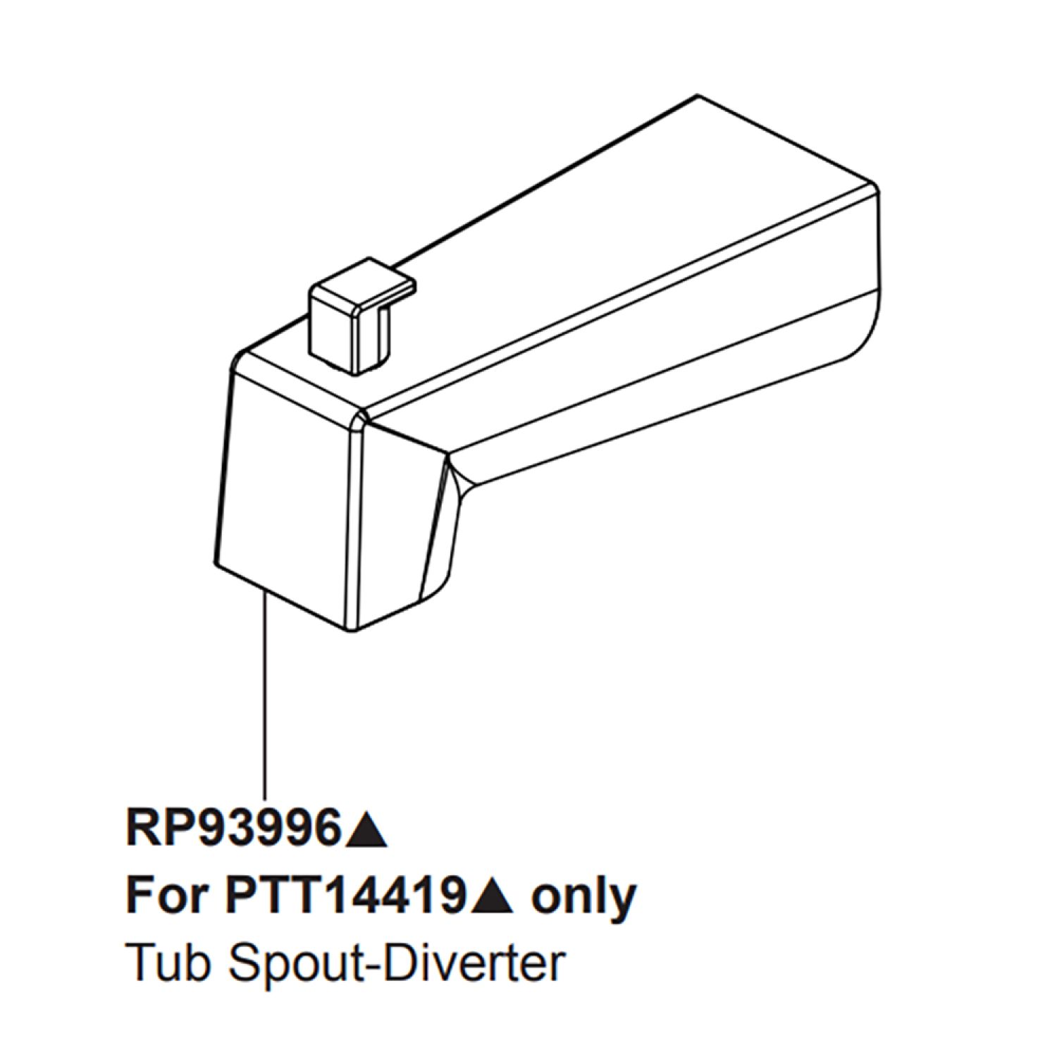 Peerless RP93996BL Peerless Xander Series Matte Black Diverter Tub Spout with Slip-On Installation - RP93996BL 