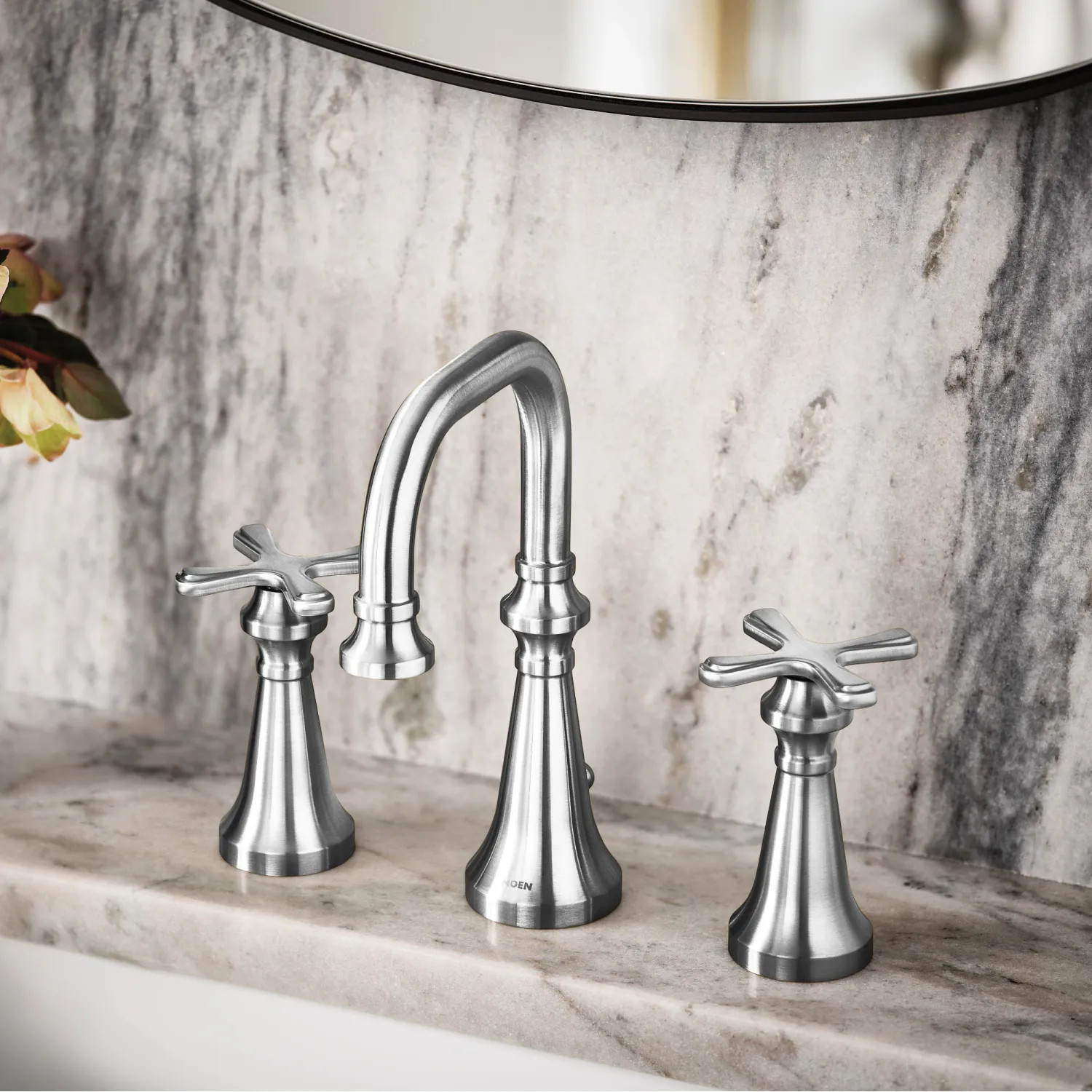 Moen TS44103 Moen Colinet Two-Handle Widespread Lavatory Faucet, 1.2 GPM, Cross Handles, WaterSense, Chrome  - TS44103