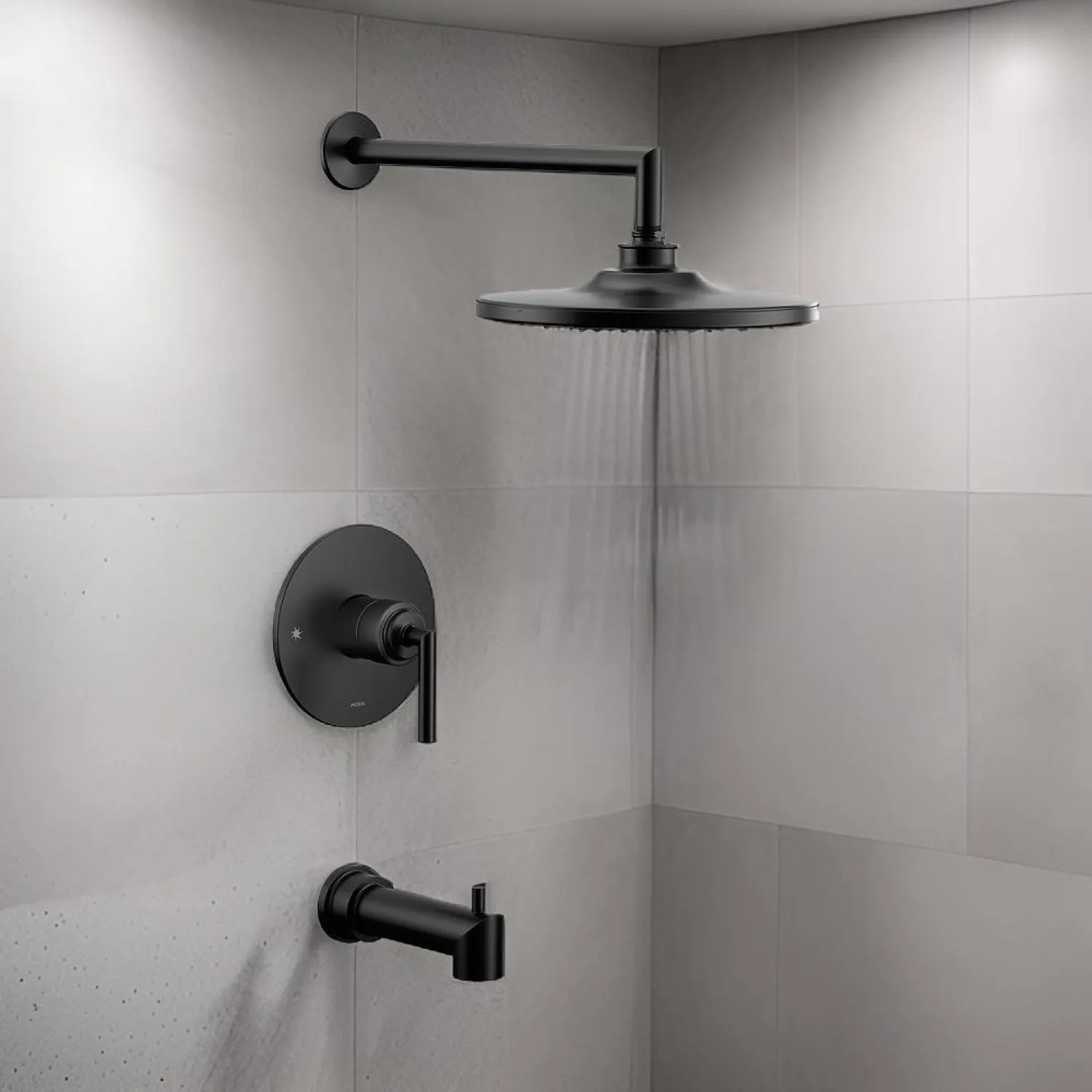 Moen UTS32003BL Moen Arris M-Core 3-Series Tub/Shower Faucet with 2.5 GPM Rain Shower, 1-Function, Single Lever Handle, M-PACT, Immersion, Matte Black - UTS32003BL