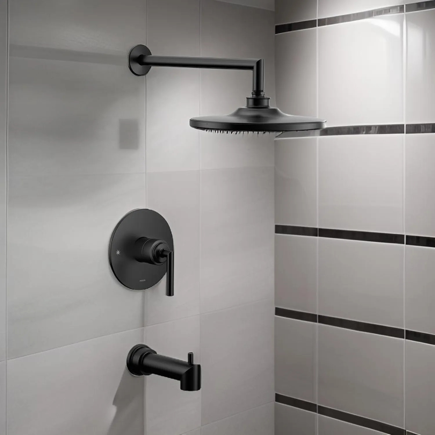 Moen UTS32003EPBL Moen Arris M-Core 3-Series Tub/Shower Faucet with 1.75 GPM Rain Shower, 1-Function, Single Lever Handle, M-PACT, Immersion, Matte Black - UTS32003EPBL