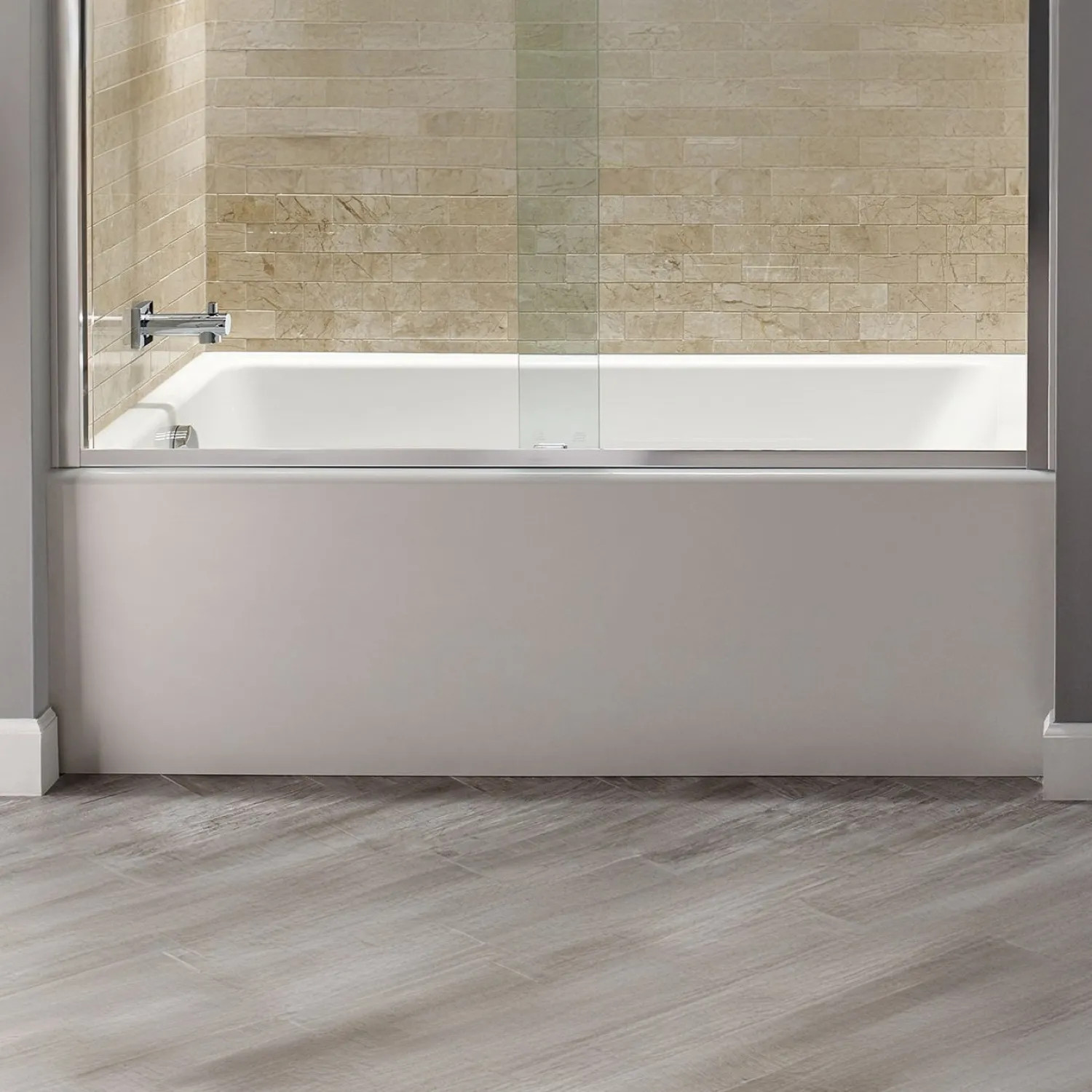 American Standard 2574202.020 American Standard Studio 60in x 32in White Acrylic Soaker Tub with Built-In Apron, Lumbar Support, Left Drain - 2574202.020