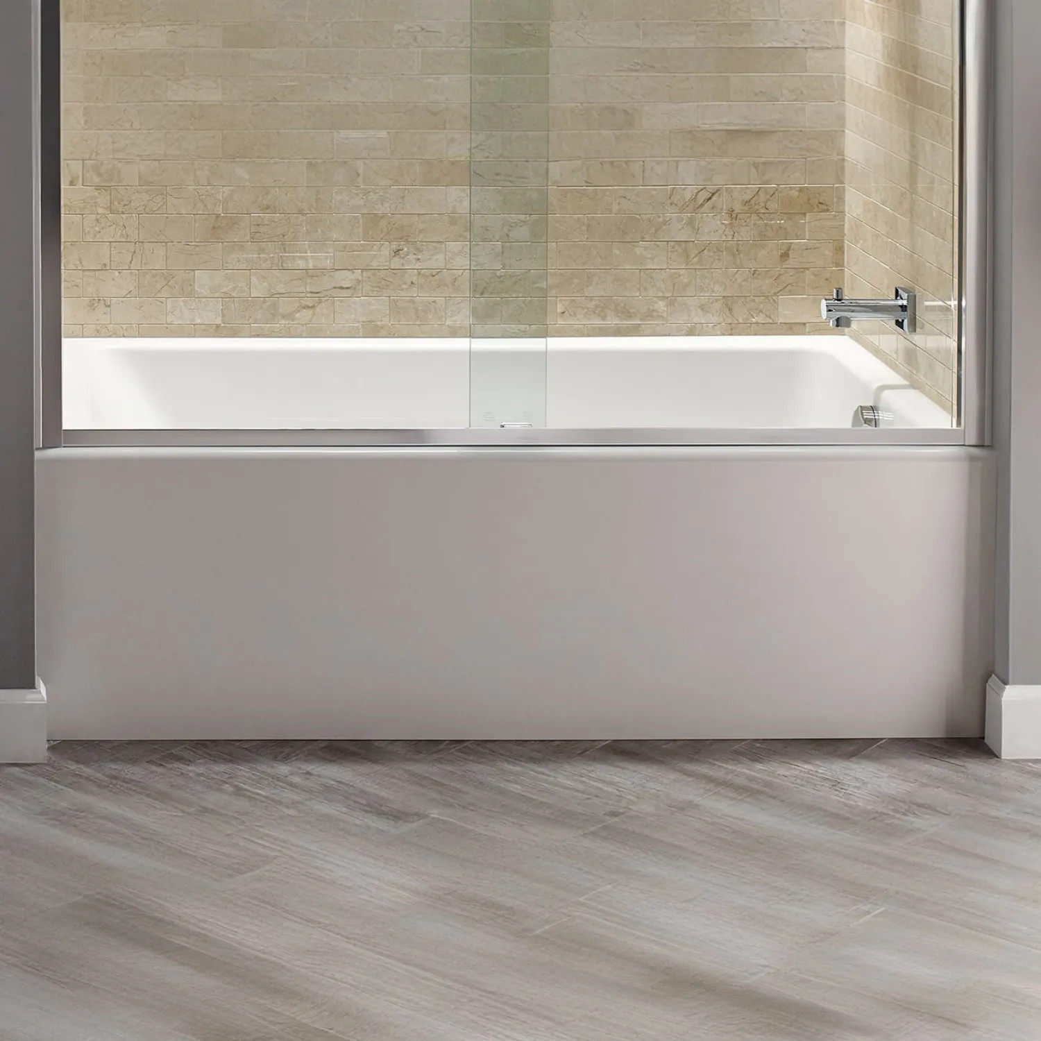 American Standard 2573102.011 American Standard Studio 60in x 30in Arctic White Acrylic Soaker Tub with Built-In Apron, Lumbar Support, Right Drain - 2573102.011
