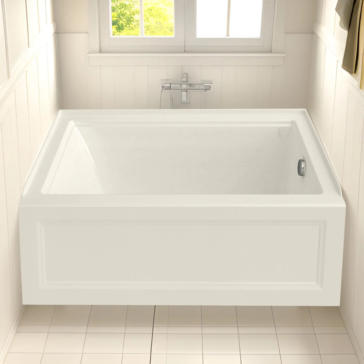 American Standard 2544102.222 American Standard Town Square S 60in x 32in Linen Soaker Tub with Apron, Acrylic, Right Hand Drain - 2544102.222
