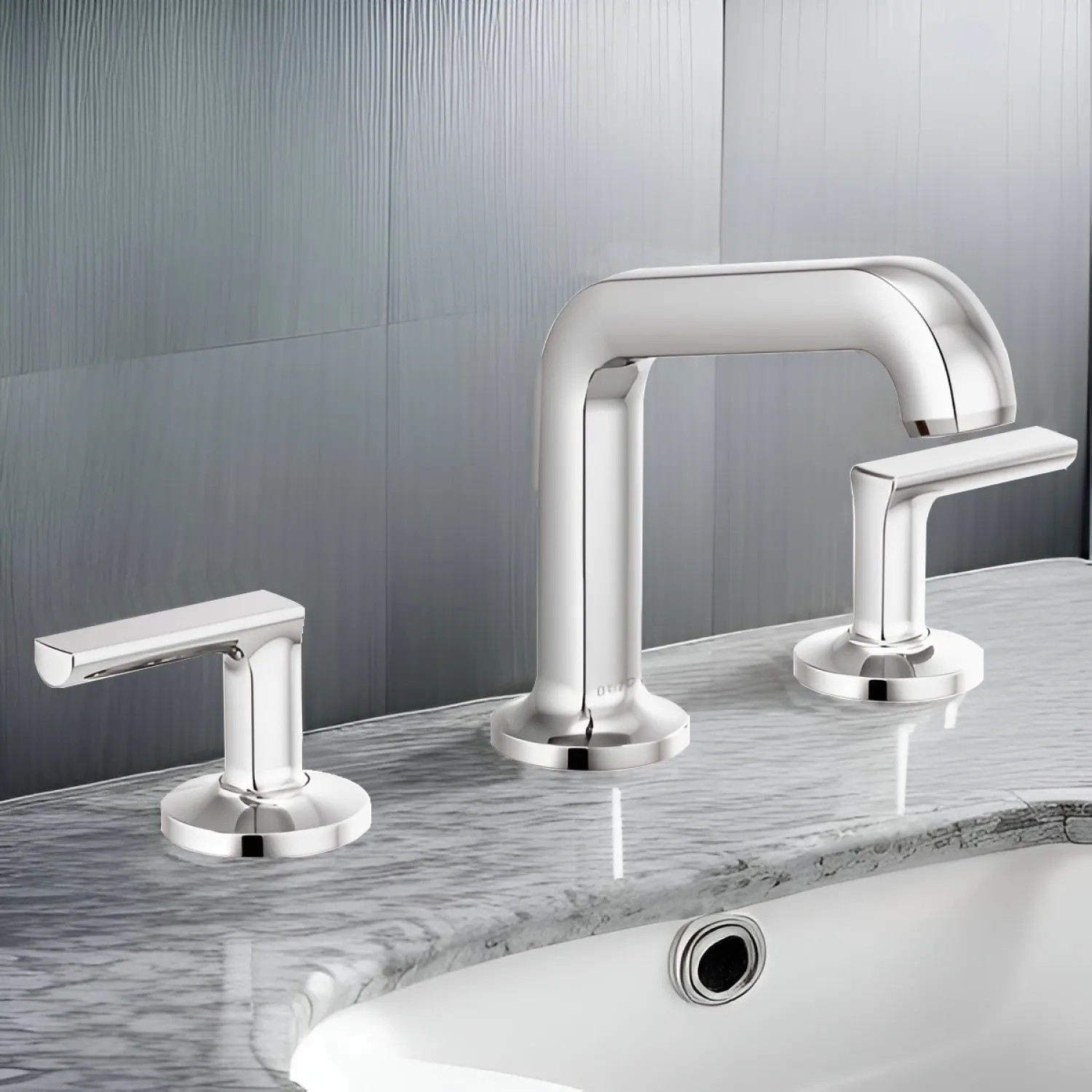 Brizo 65307LF-PCLHP Brizo Kintsu Two-Handle Widespread Lavatory Faucet with Angled Spout, Less Handles, Deck Mount, 1.5 GPM, Polished Chrome - 65307LF-PCLHP