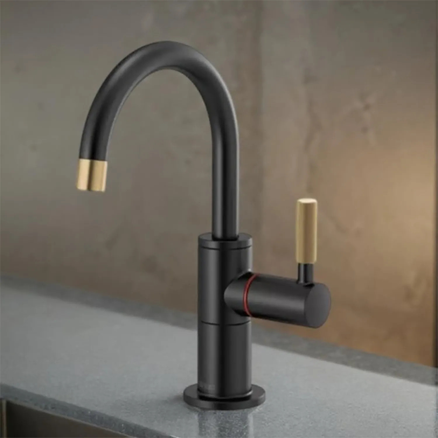 Brizo 61343LF-H-BLGL Brizo Litze Instant Hot Water Faucet with Arc Spout and Knurled Handle, 1.0 GPM, Matte Black/Brilliance Luxe Gold - 61343LF-H-BLGL