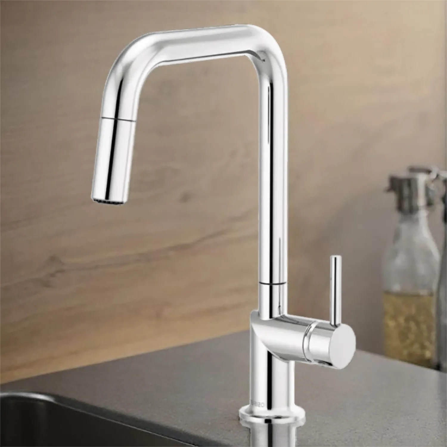 Brizo 63065LF-PCLHP Brizo Odin Single Handle Pull-Down Kitchen Faucet with Square Swivel Spout, MagneDock, DIAMOND Seal, Two Function, 1.8 GPM, Polished Chrome - 63065LF-PCLHP