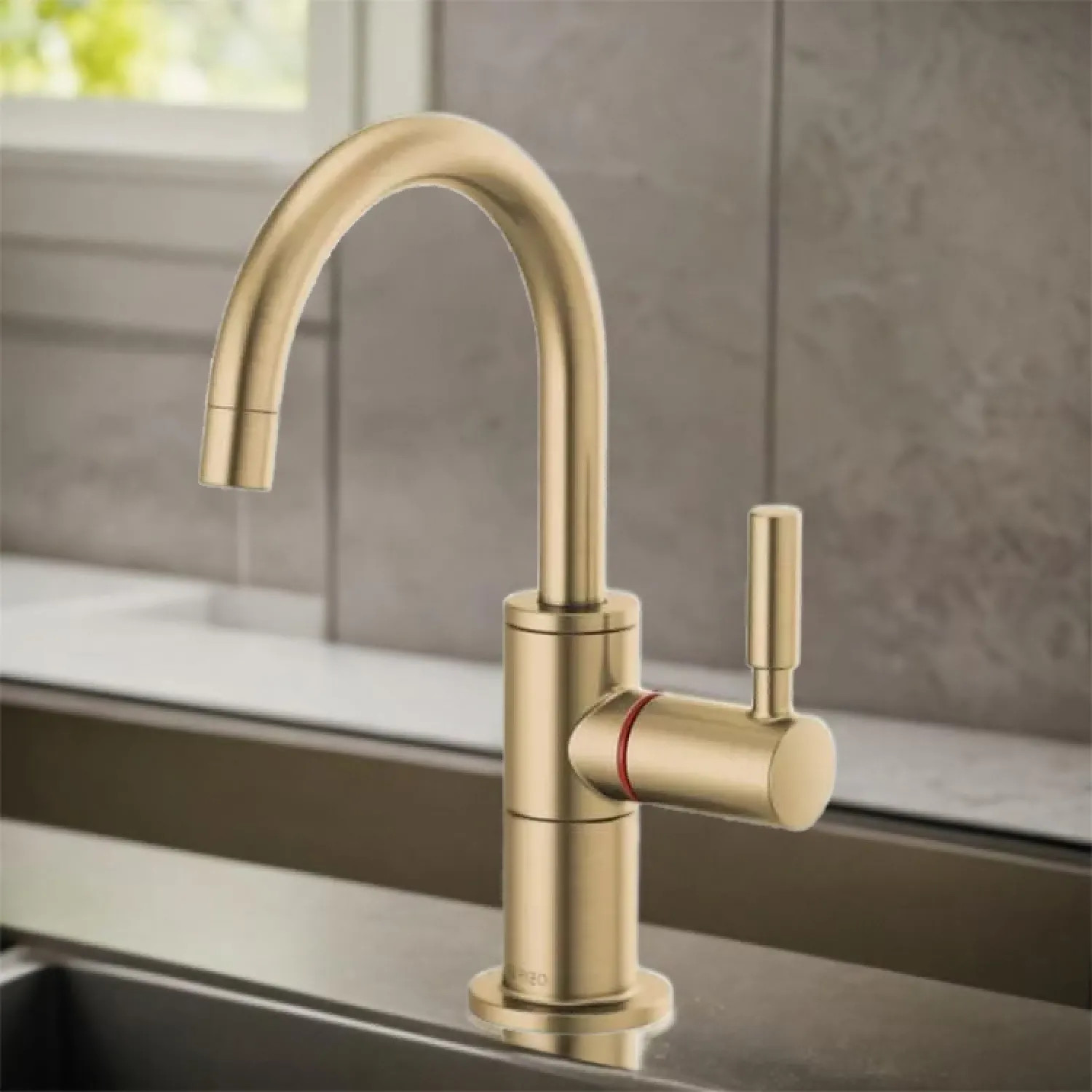 Brizo 61320LF-H-GL Brizo Single-Handle Instant Hot Water Faucet w/ Arc Spout, 1.0 GPM, Brilliance Luxe Gold - 61320LF-H-GL