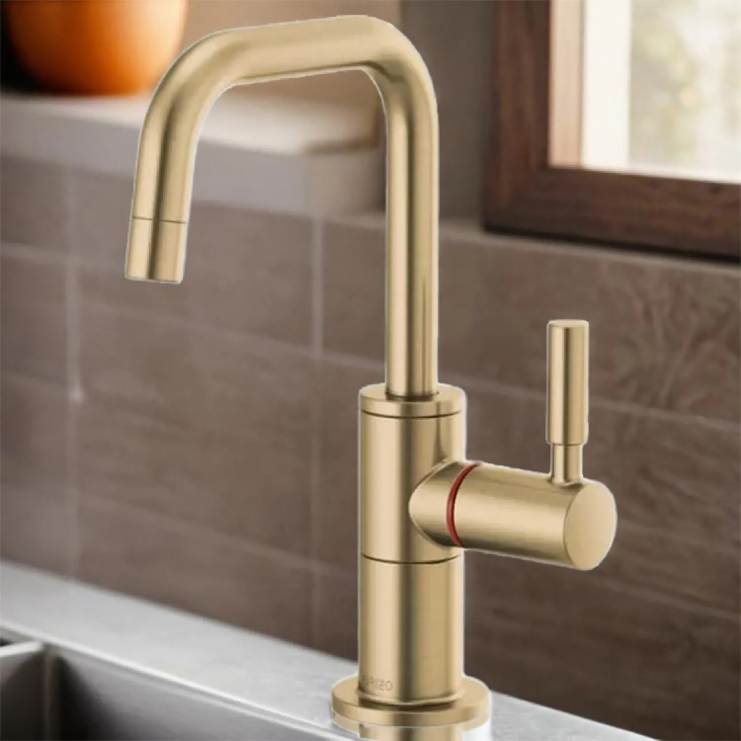 Brizo 61365LF-H-GL Brizo Odin Single-Handle Instant Hot Water Faucet with Square Spout, Deck Mount, ADA, 1.0 GPM, Brilliance Luxe Gold - 61365LF-H-GL