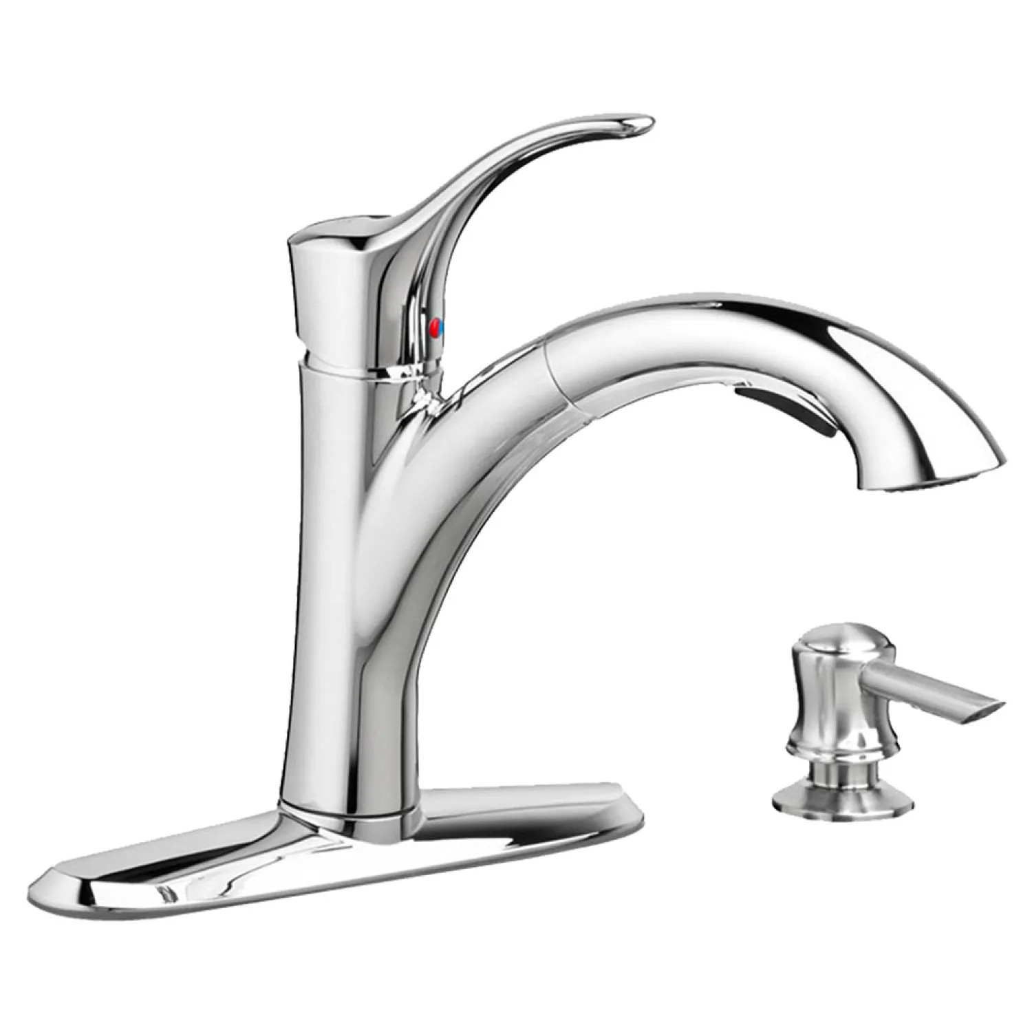 9015101.002 American Standard Mesa Single-Handle Pull-Out Kitchen Faucet with Soap Dispenser, Polished Chrome - 9015101.002