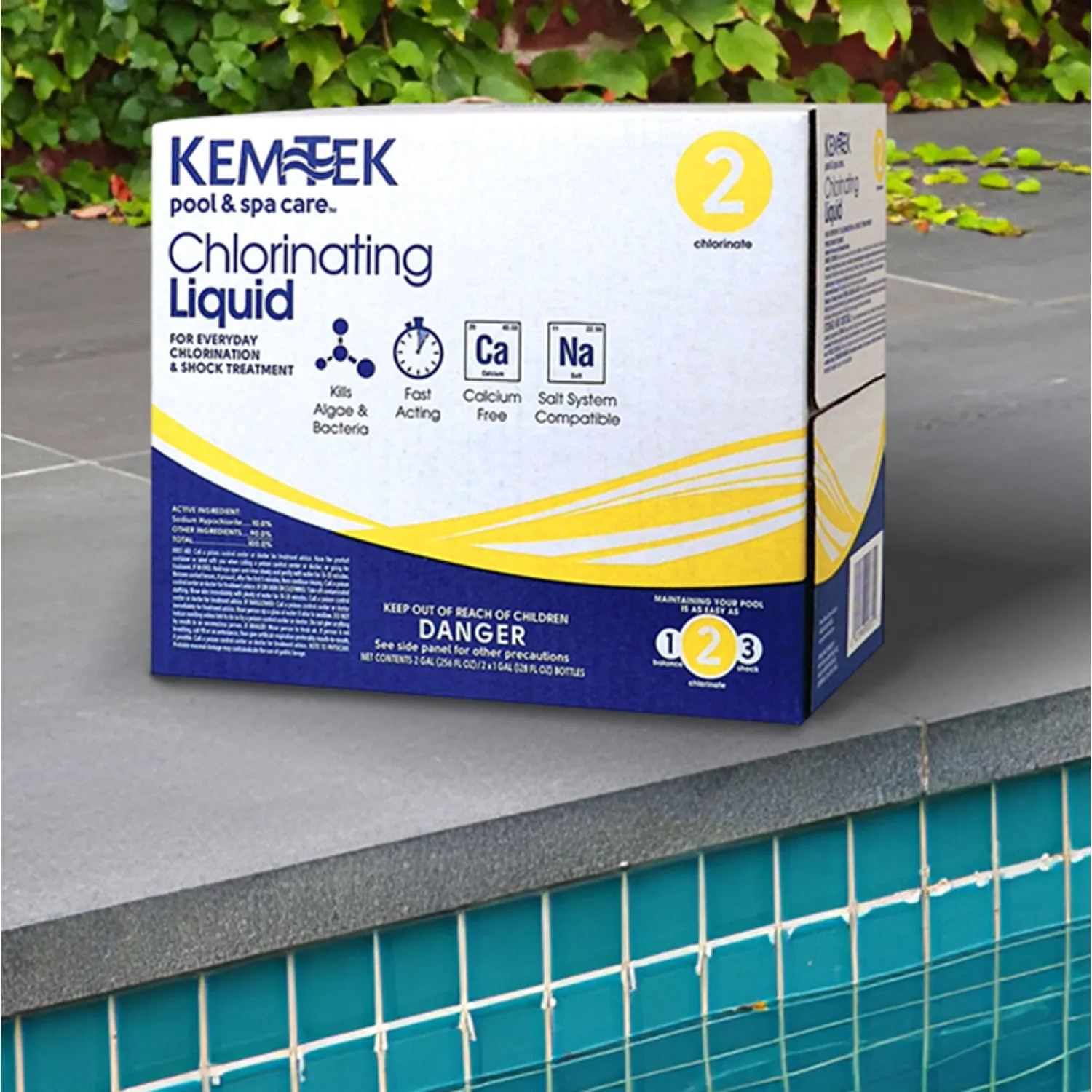  26009047341 Kem-Tek 2-Gal Chlorinating Liquid for All Pool Types, Light Yellow - 26009047341 (331)