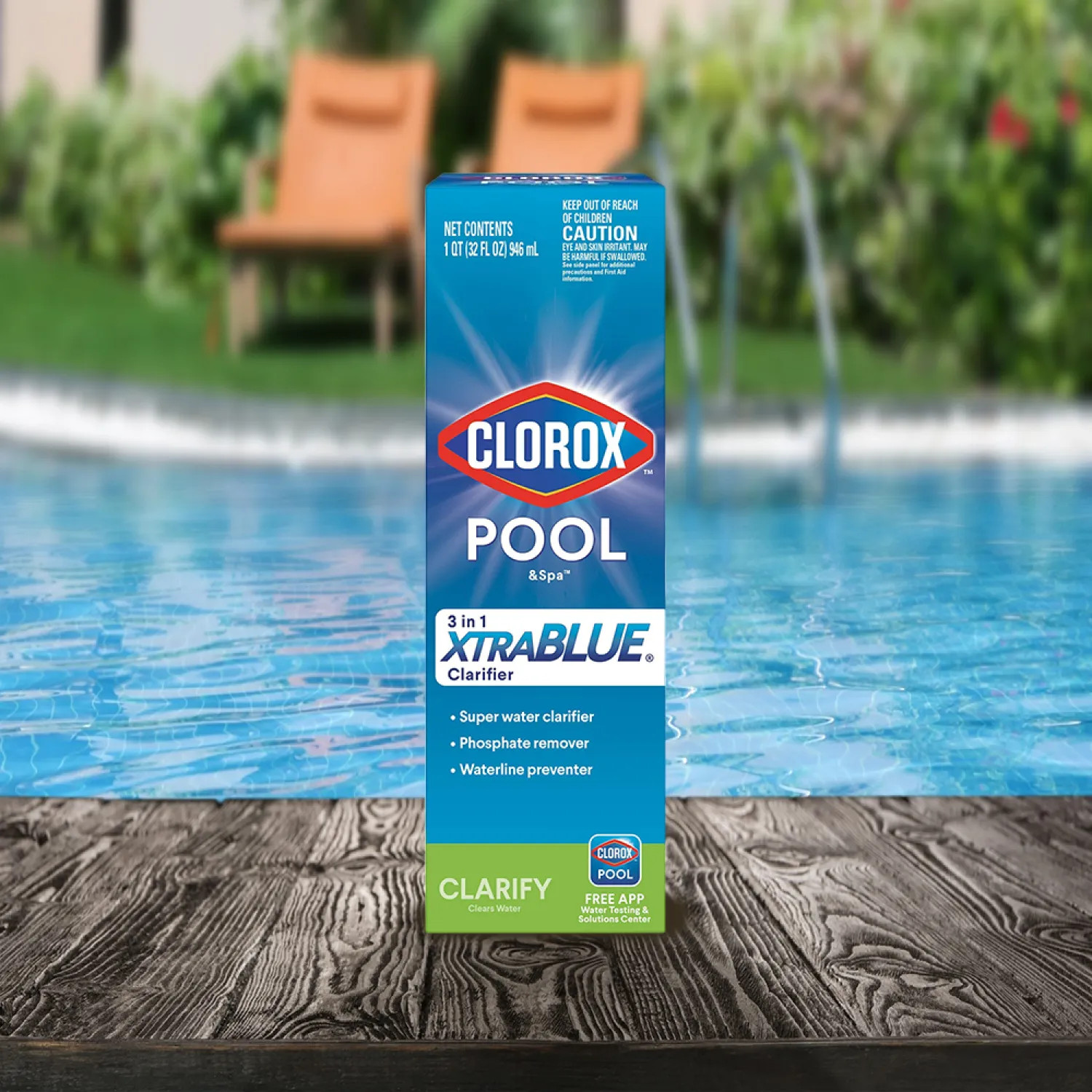  51132CLX Clorox Pool&Spa 3-in-1 XtraBlue Water Clarifier, 32 Oz - 51132CLX 