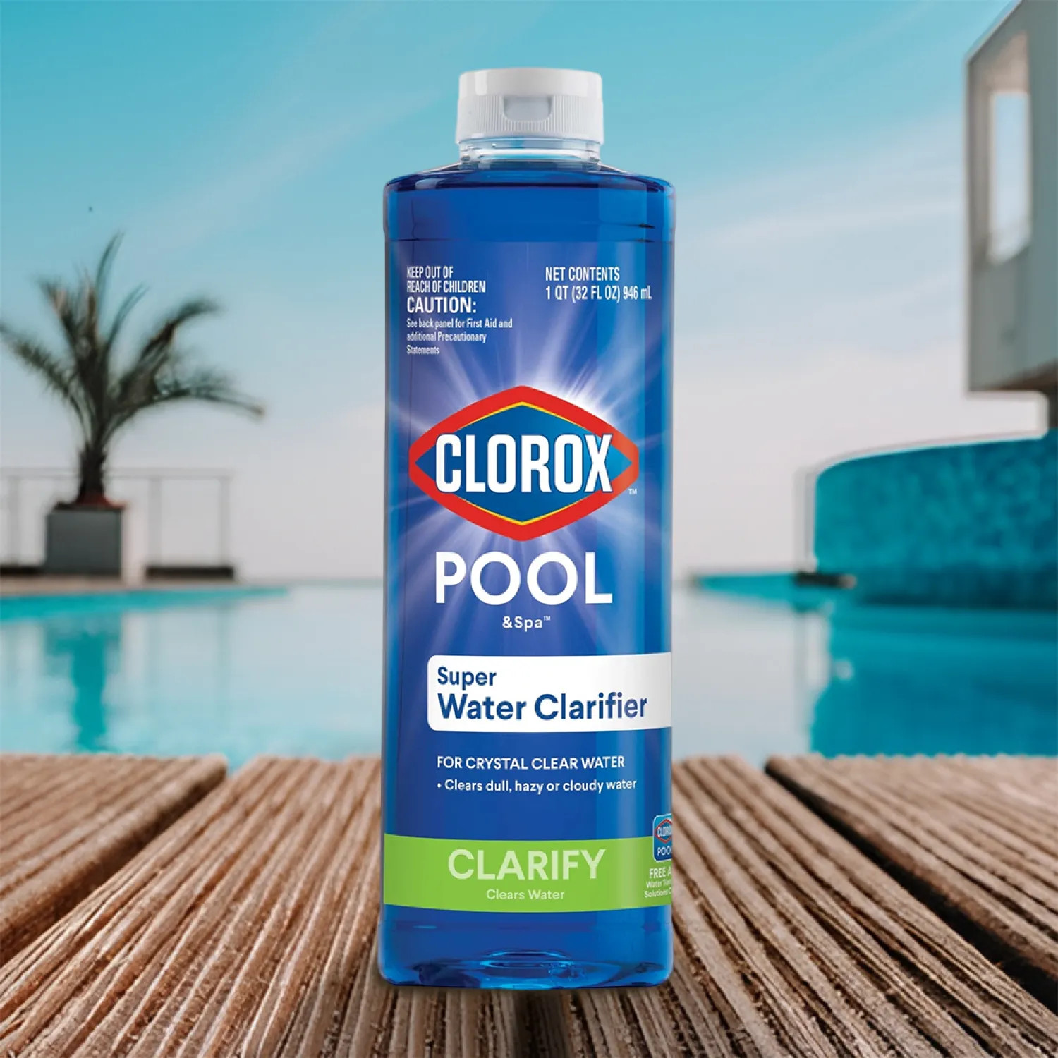  58232CLX Clorox Pool&Spa Super Water Clarifier, 32 Oz, Light Yellow - 58232CLX 