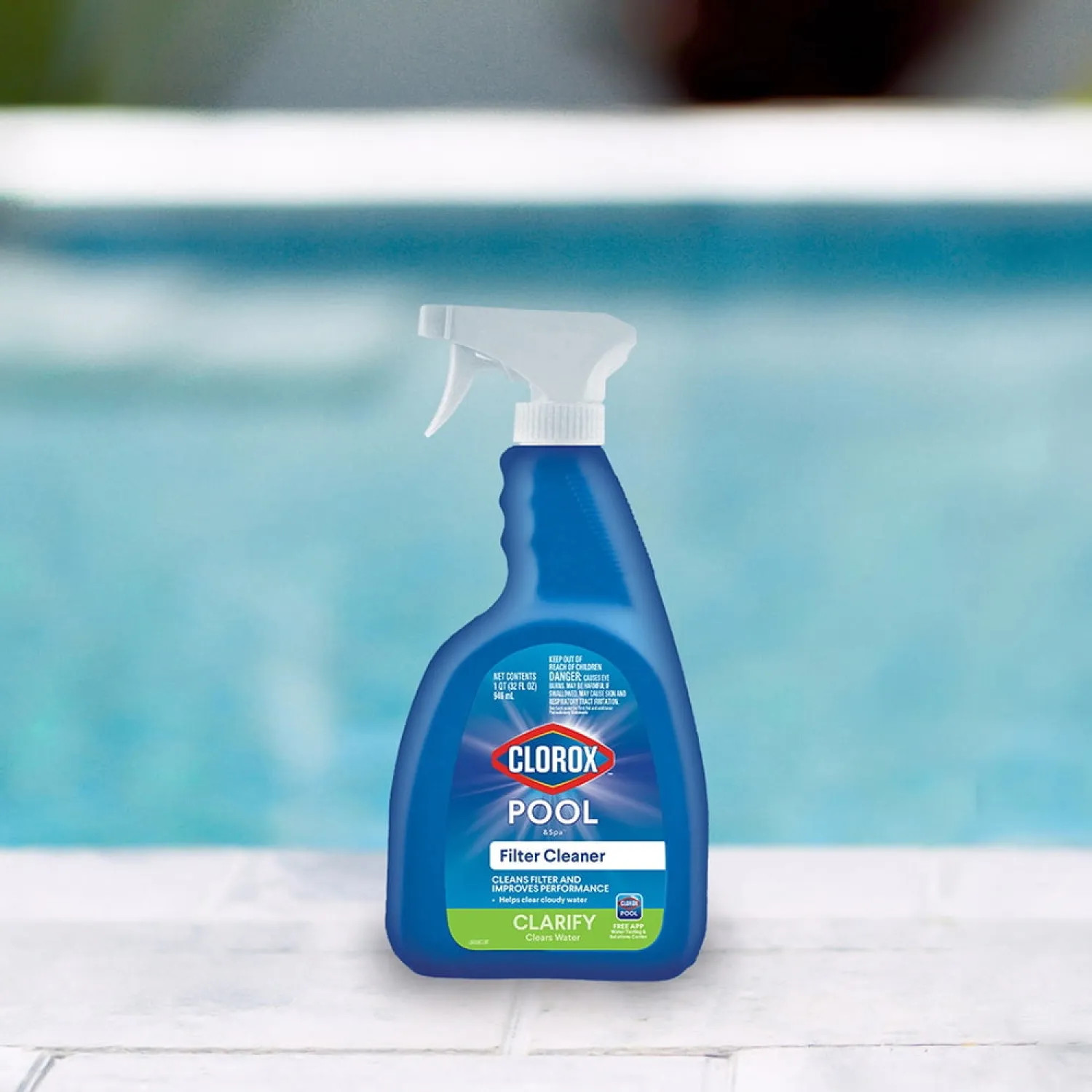 57232CLX Clorox Pool&Spa Filter Cleaner, 32 Oz Bottle, Liquid, Yellow - 57232CLX 