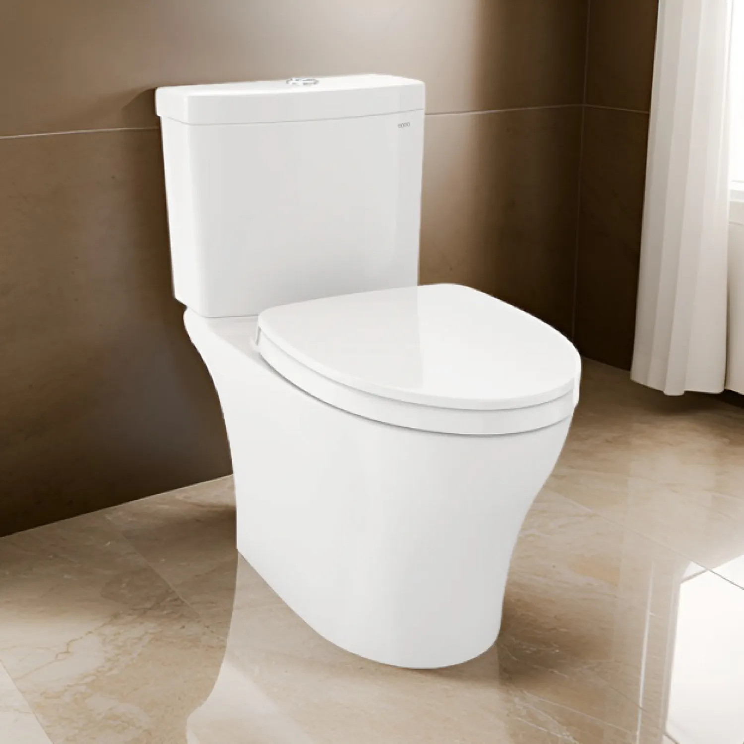 Toto MS446124CEMFGN#01 TOTO Aquia IV Two-Piece Elongated Toilet, 1.28/0.9 GPF, WASHLET+ Ready, SoftClose Seat, Cotton White - MS446124CEMFGN#01
