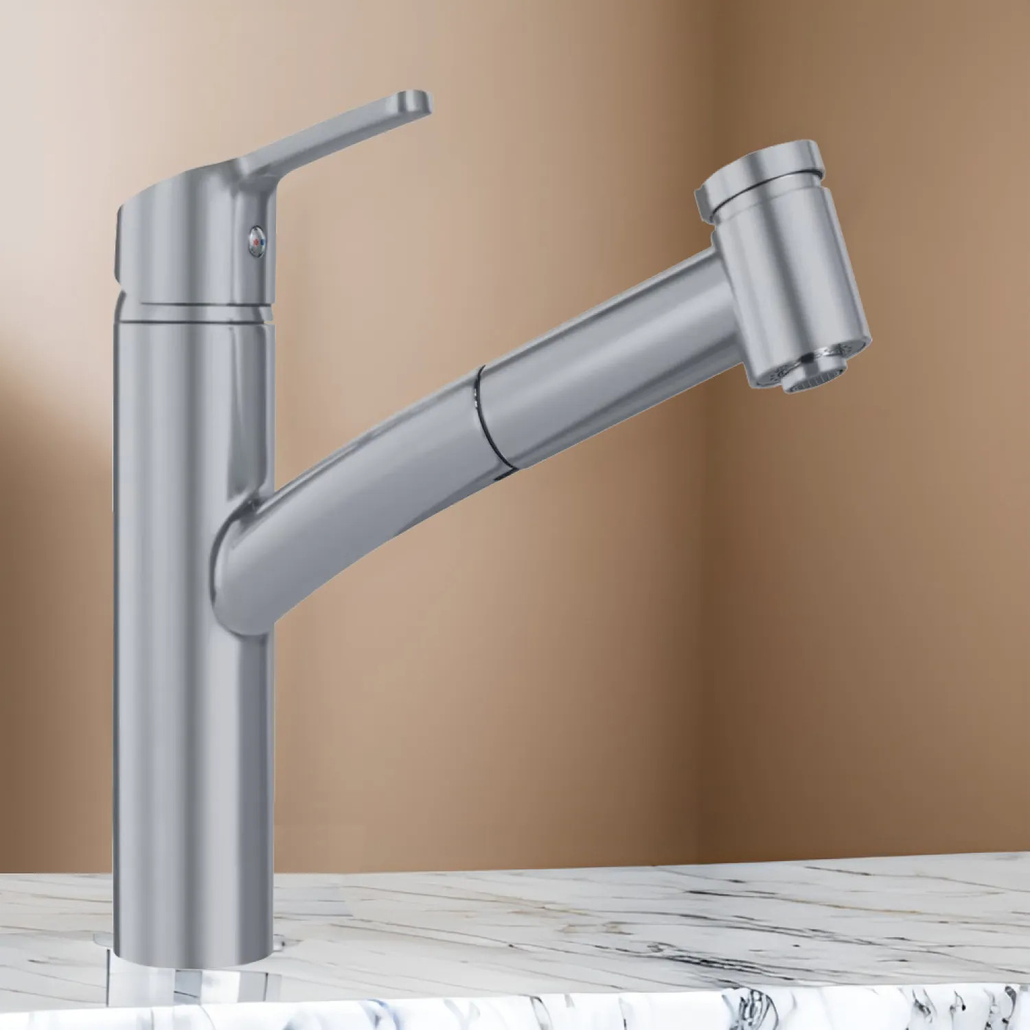 Franke SMA-PO-SNI Franke Smart Single Handle Pull-Out Kitchen Faucet, 150-Degree Swivel Spout, 1.75 GPM, Satin Nickel - SMA-PO-SNI