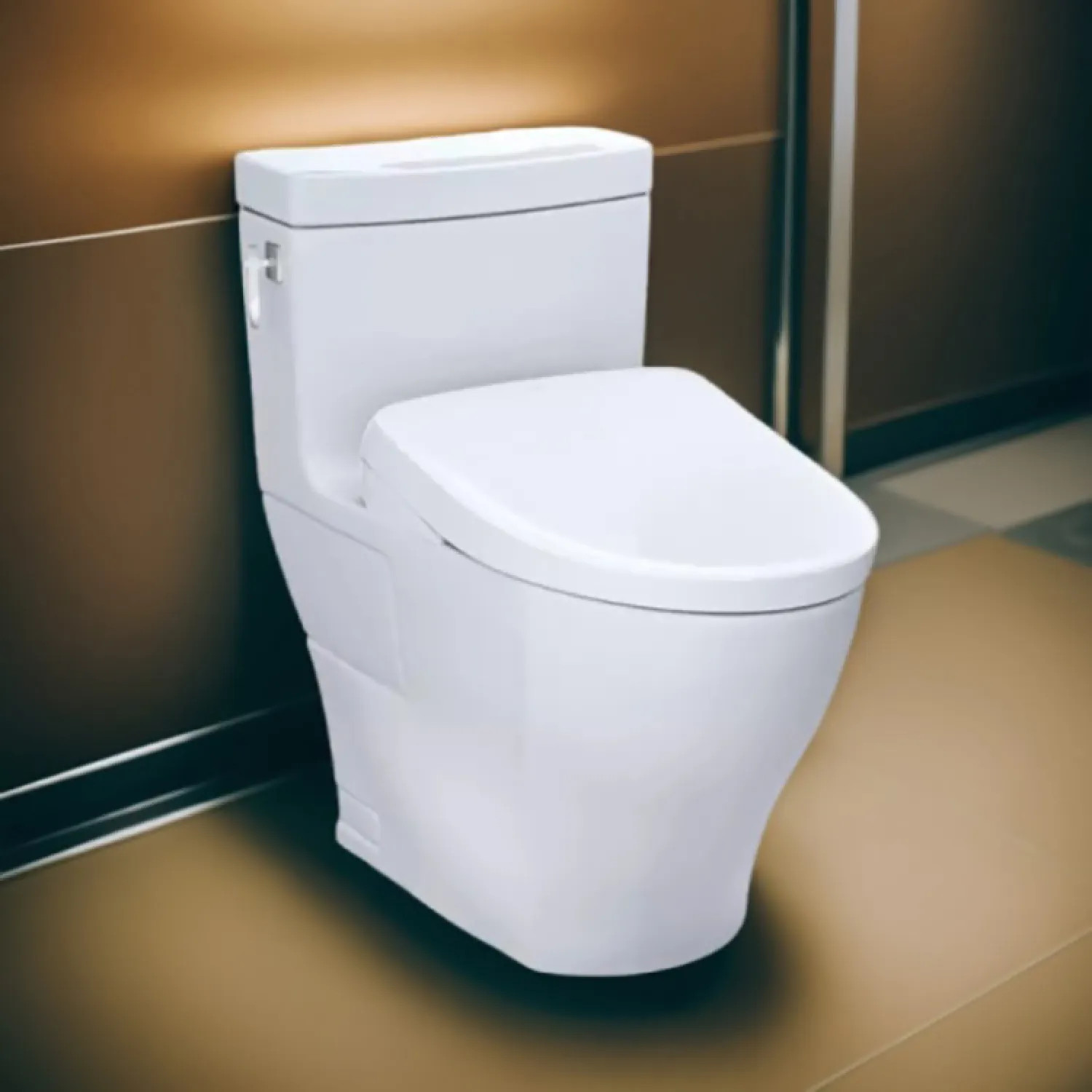 Toto MW6264736CEFG#01 TOTO Aimes WASHLET+ One-Piece Toilet with S7A Bidet Seat, Auto-Open/Close, 1.28 GPF, Cotton White - MW6264736CEFG#01