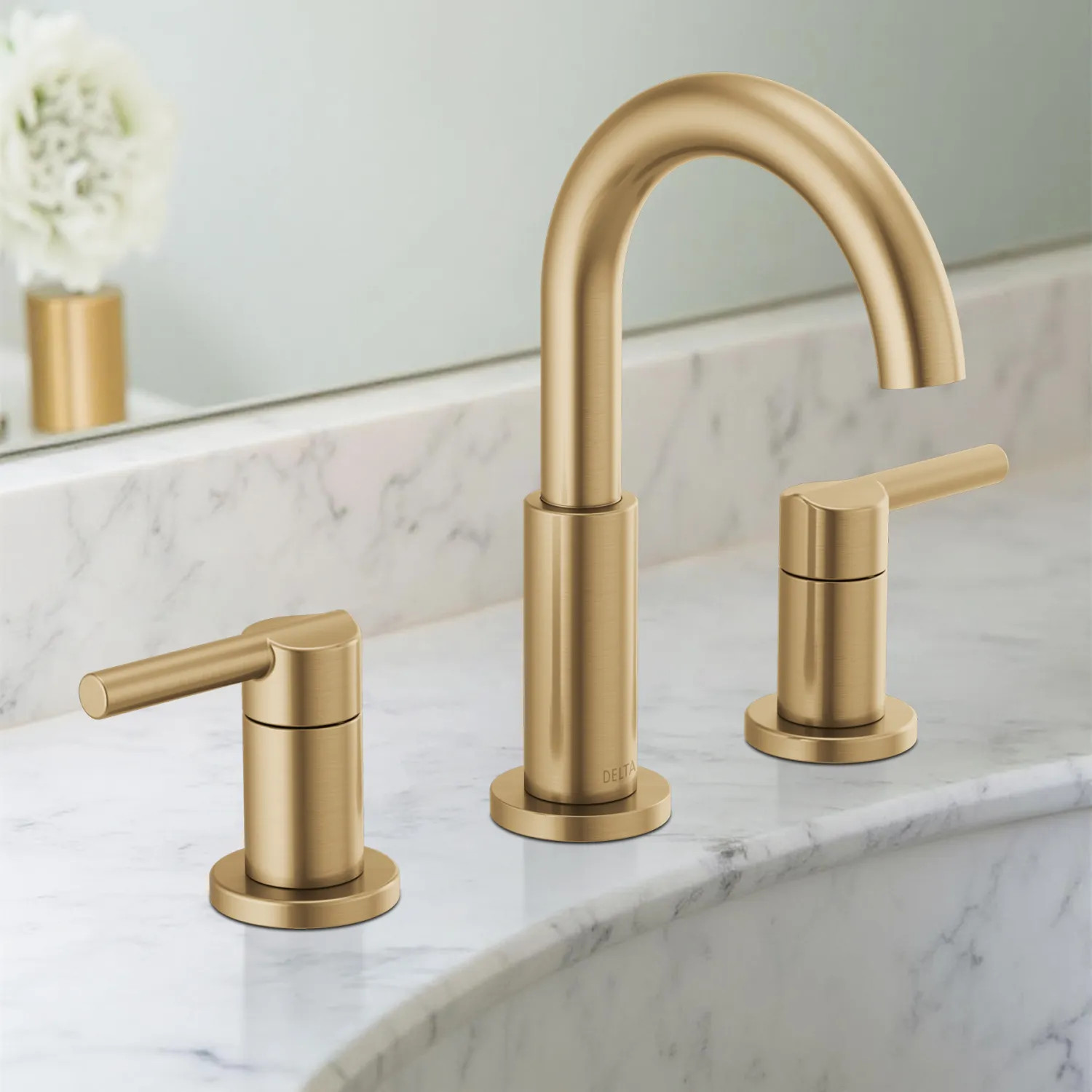 Delta Nicoli Pull-Down Widespread Bathroom Faucet – Champagne Bronze Gold Finish With Magnetic Sprayer