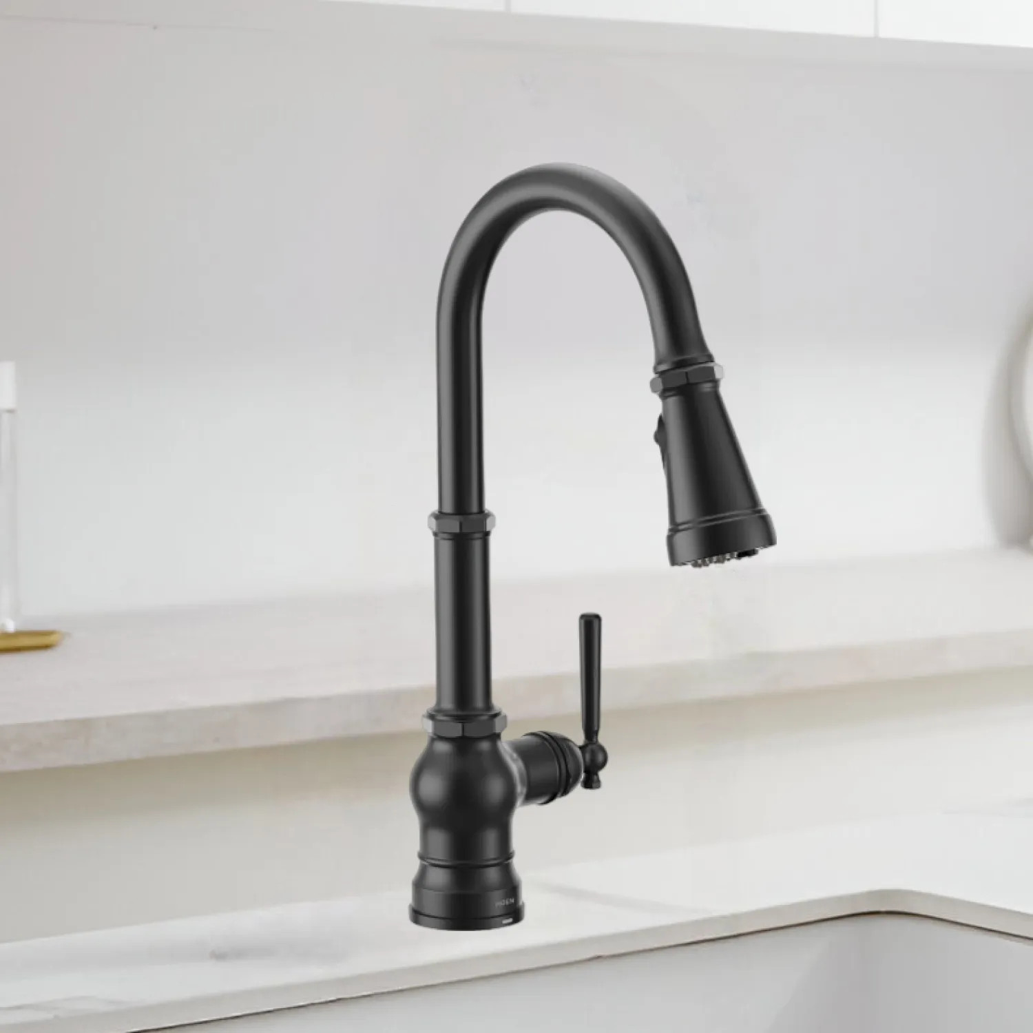 Moen FS72003BL Moen Paterson Matte Black Single-Handle High-Arc Pulldown Kitchen Faucet with 4-Water Filter Function Spray Wand, WaterSense, PowerClean, ADA-Compliant, 1.5 GPM - FS72003BL