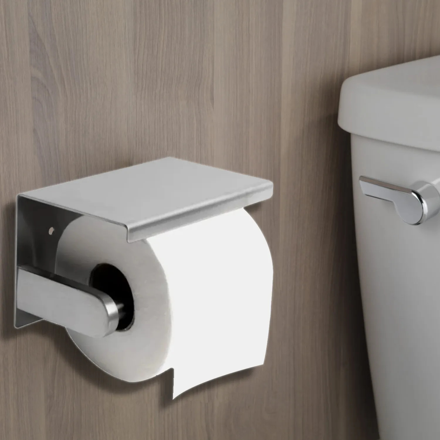 ALBI Toilettenpapierhalter Schwarz Matt – Wandbündig, Für XXL-Rollen, Edles Design Aus Edelstahl