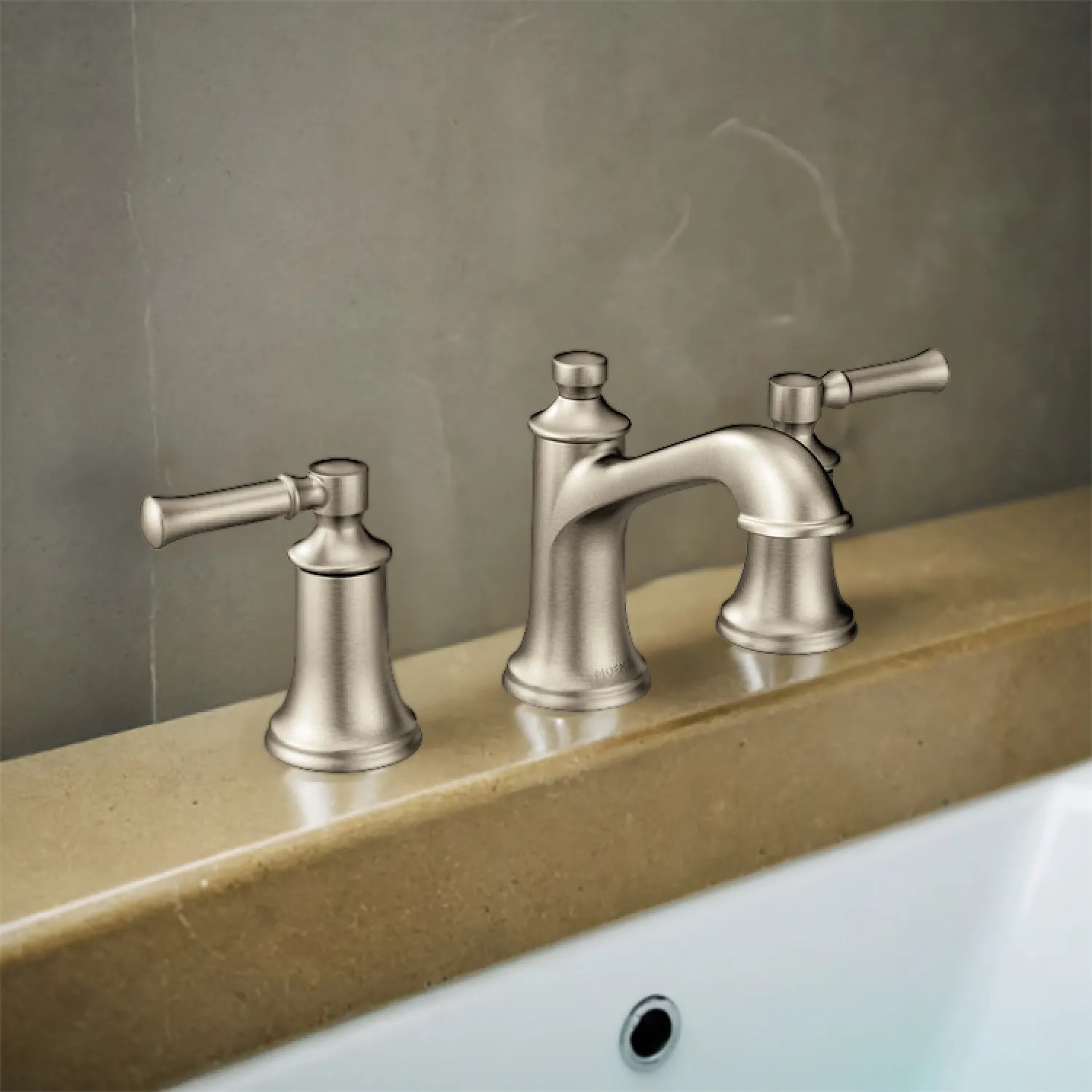 Moen TV6805BN Moen Dartmoor Two-Handle High-Arc Widespread Bathroom Faucet with M-PACT Valve, ADA, 1.2 GPM, Brushed Nickel - TV6805BN