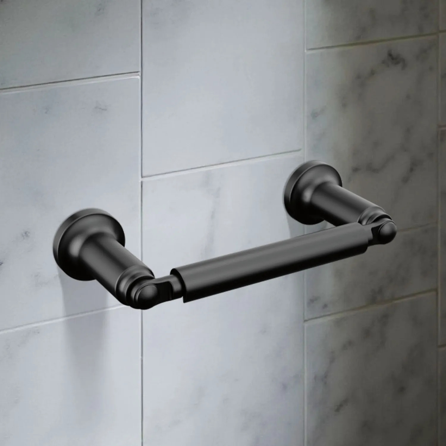 Delta 73550-BL Delta Saylor Pivoting Toilet Paper Holder, Matte Black - 73550-BL