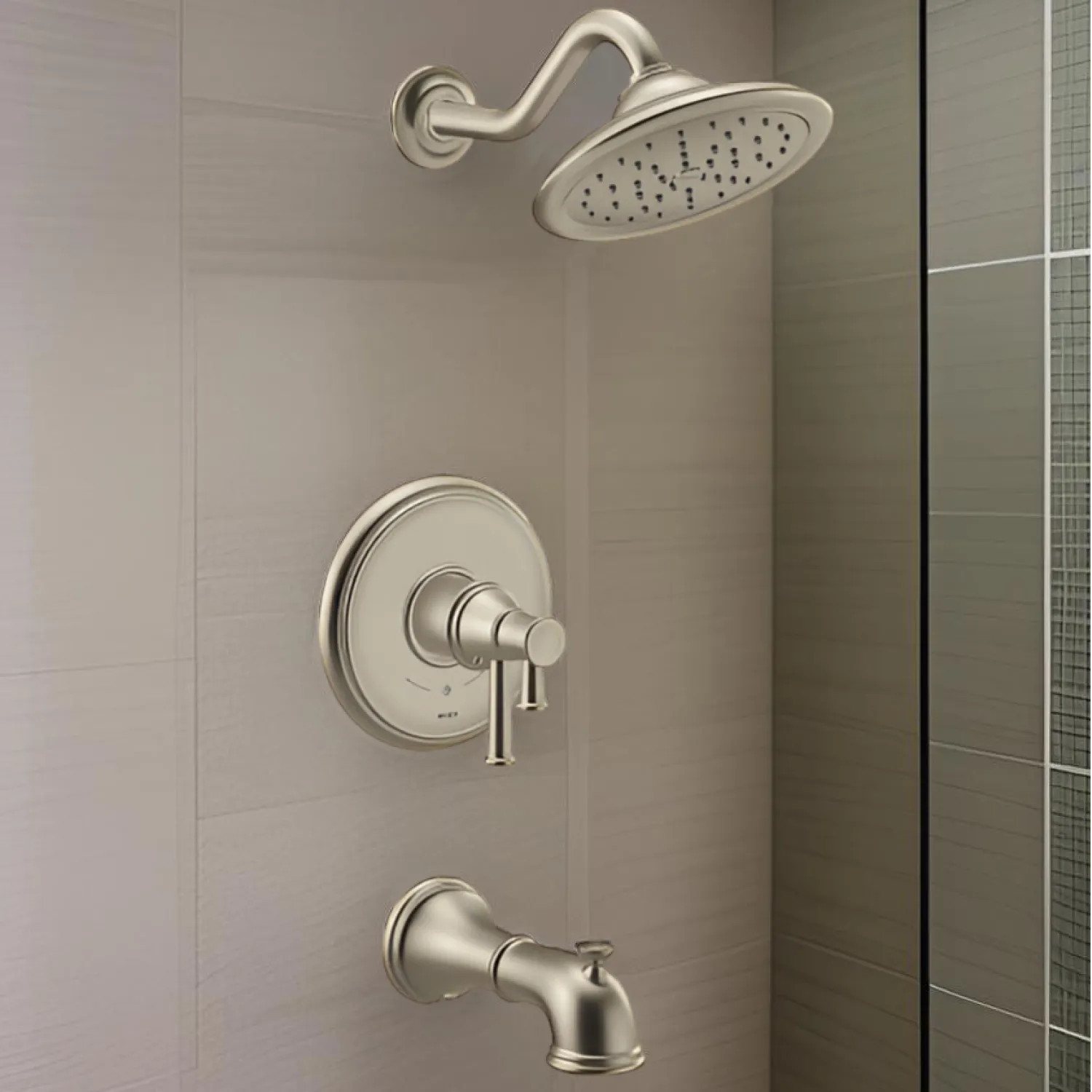 Moen UT4313EPBN Moen Belfield Tub/Shower Faucet with Two-Handle Flow Control and Temperature Adjust Valve Trim, Lever Handles, M-Core 4, Thermostatic Cartridge, Brushed Nickel - UT4313EPBN