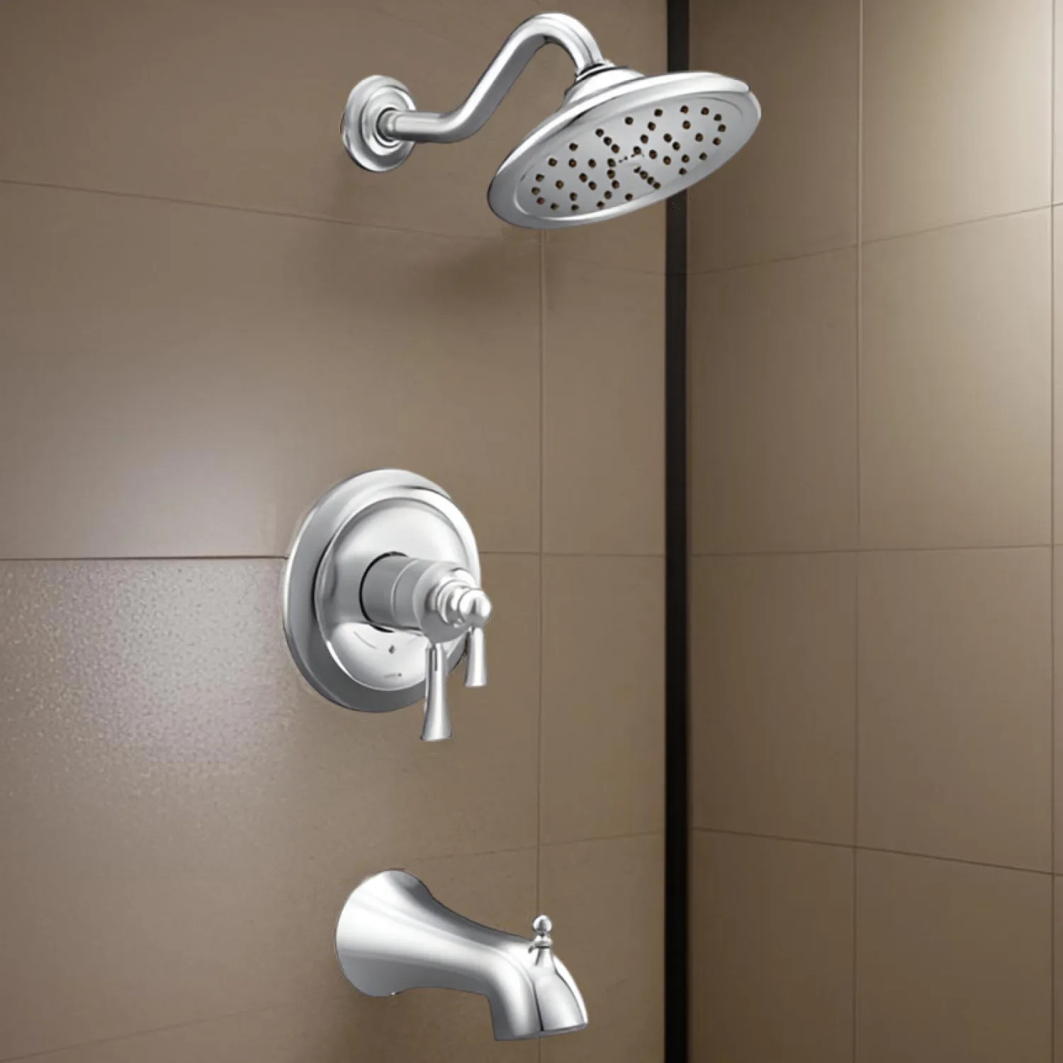 Moen UT45503EP Moen Wynford Tub/Shower Faucet with Two-Handle Flow Control and Temperature Adjust Valve Trim, Lever Handles, M-Core 4, Thermostatic Cartridge, Chrome - UT45503EP