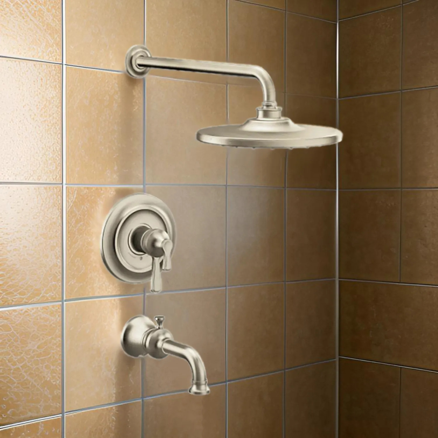 Moen UTS444303EPBN Moen Colinet Tub/Shower Faucet with Two-Handle Flow Control and Temperature Adjust Valve Trim, Lever Handles, M-Core 4, Thermostatic Cartridge, Brushed Nickel - UTS444303EPBN