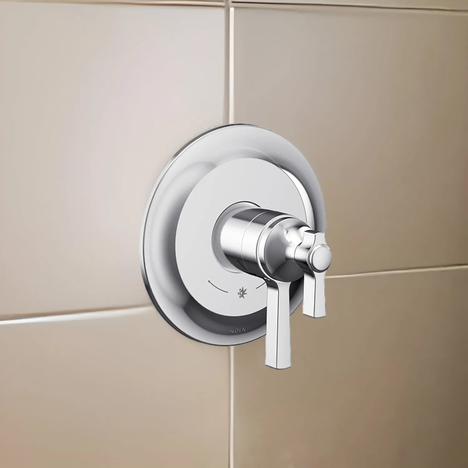 Moen UTS4910 Moen Flara Two-Handle Valve Only Trim with Flow Control and Temperature Adjust, Lever Handle,  M-Core 4, Thermostatic Cartridge, Chrome - UTS4910