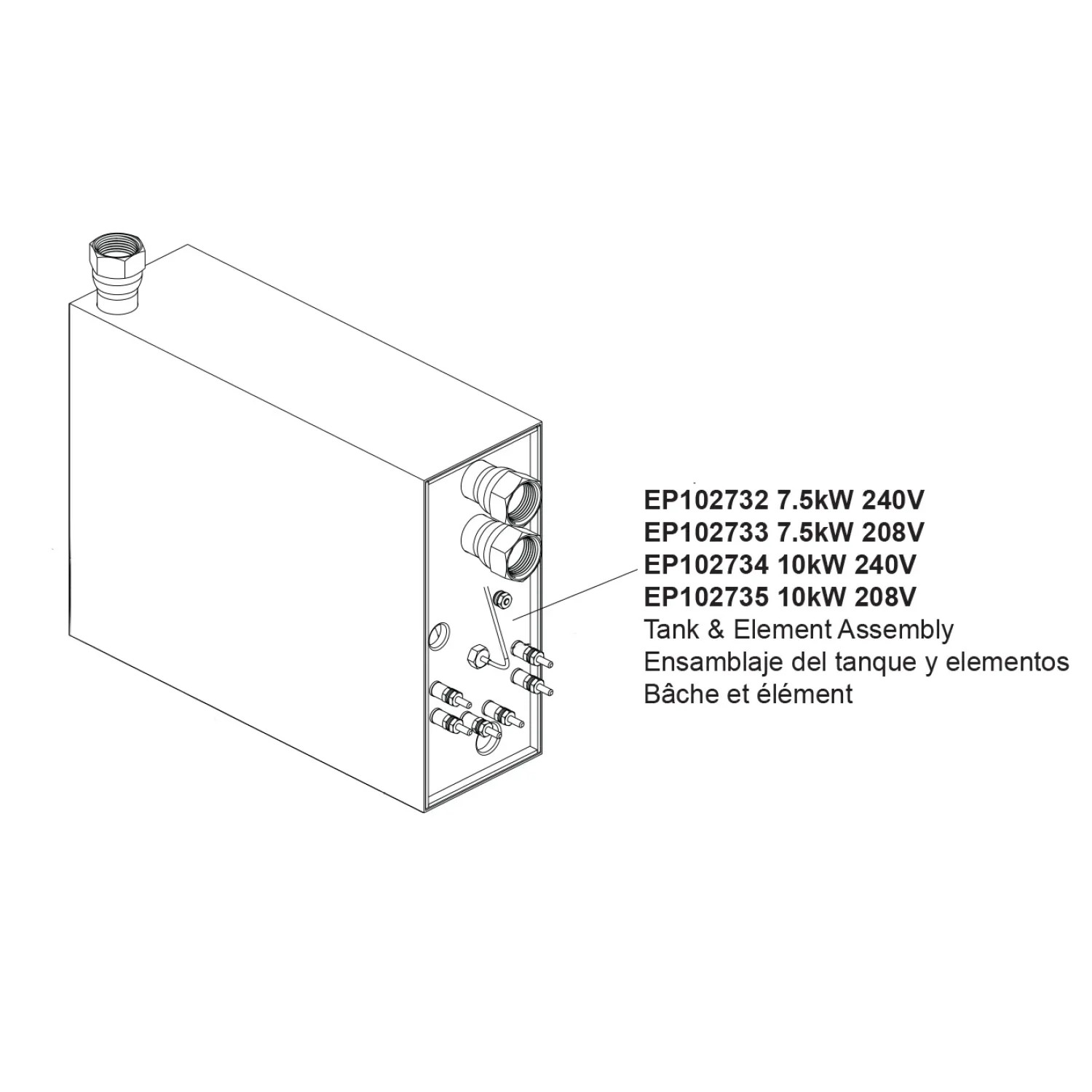 Brizo EP102735 Brizo Tank and Element Assembly, 10kW, 208V - EP102735