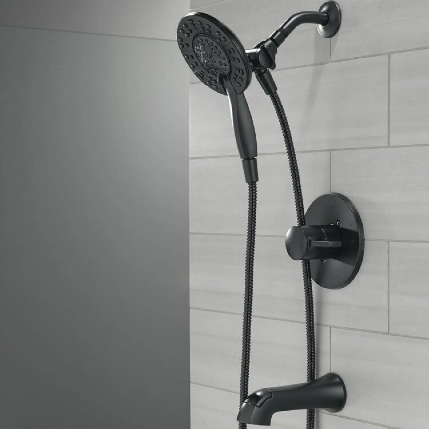 Delta T144855-BL-I Delta Albion Monitor 14 Series Tub and Shower Trim with In2ition Hand Shower, TouchClean, ADA, Matte Black - T144855-BL-I