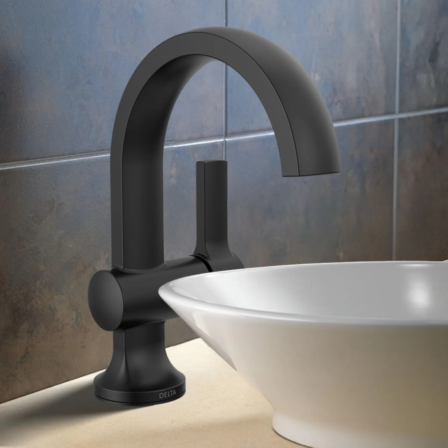 Delta 15855LF-BL Delta Albion Single Handle Bathroom Faucet, Pop-up with Over Flow, ADA, 1.2 GPM, Matte Black - 15855LF-BL