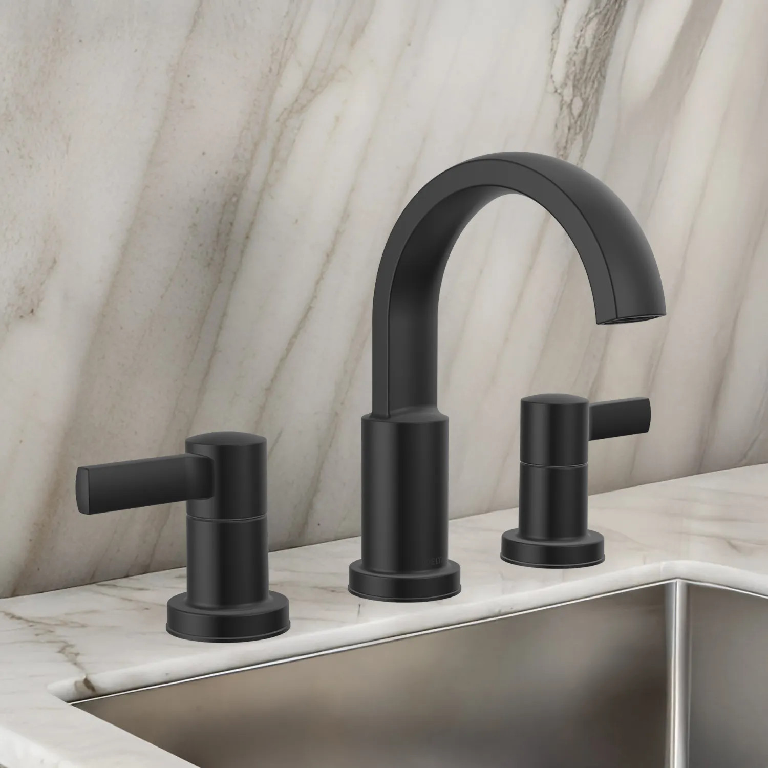 Delta 35855LF-BL Delta Albion Two Handle Widespread Bathroom Faucet, ADA, 1.2 GPM, Matte Black - 35855LF-BL