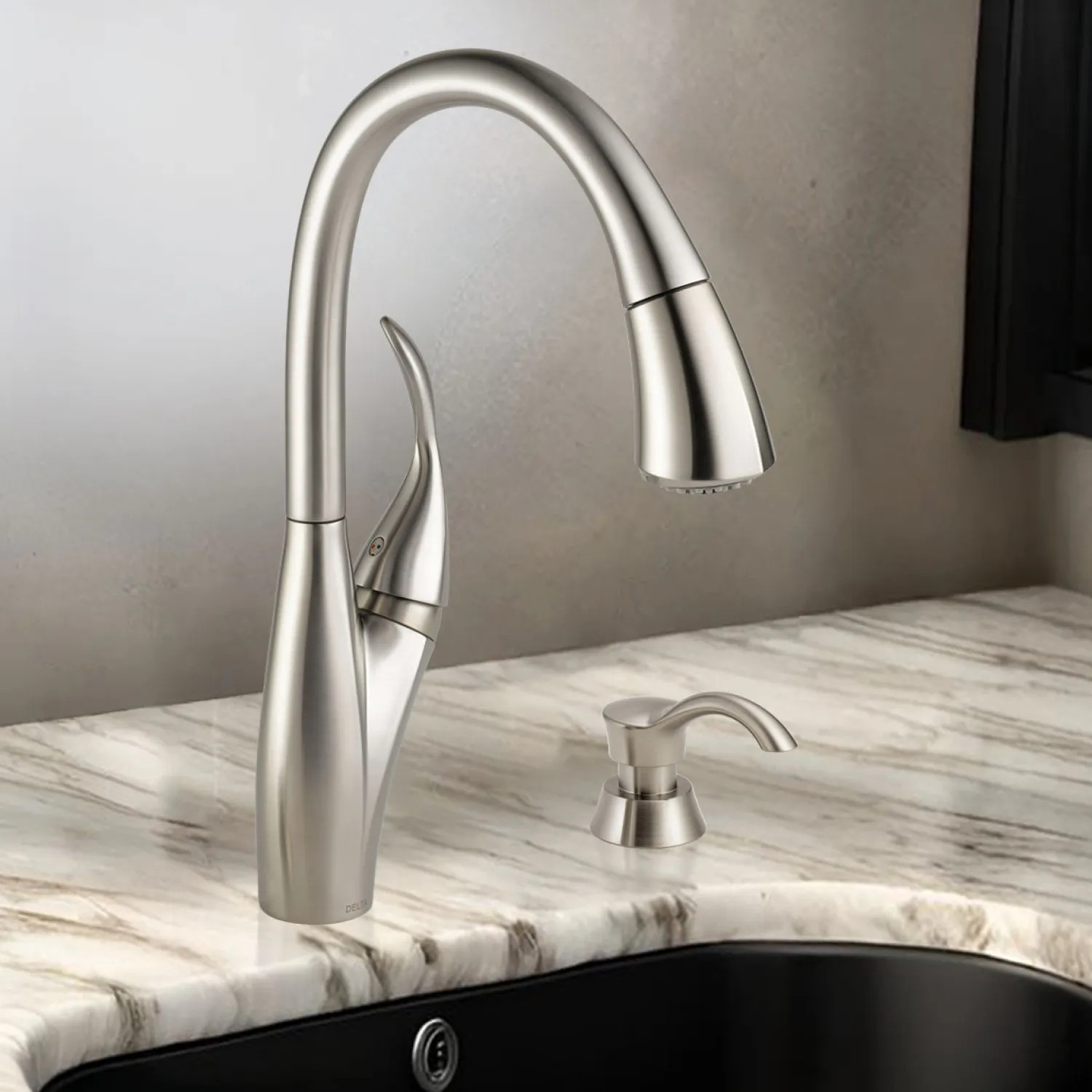 Delta 19932Z-SPSD-DST Delta Berkley Pull-down Kitchen Faucet with Soap Dispenser, Single Handle, MagnaTite, ADA, Spotshield Stainless - 19932Z-SPSD-DST