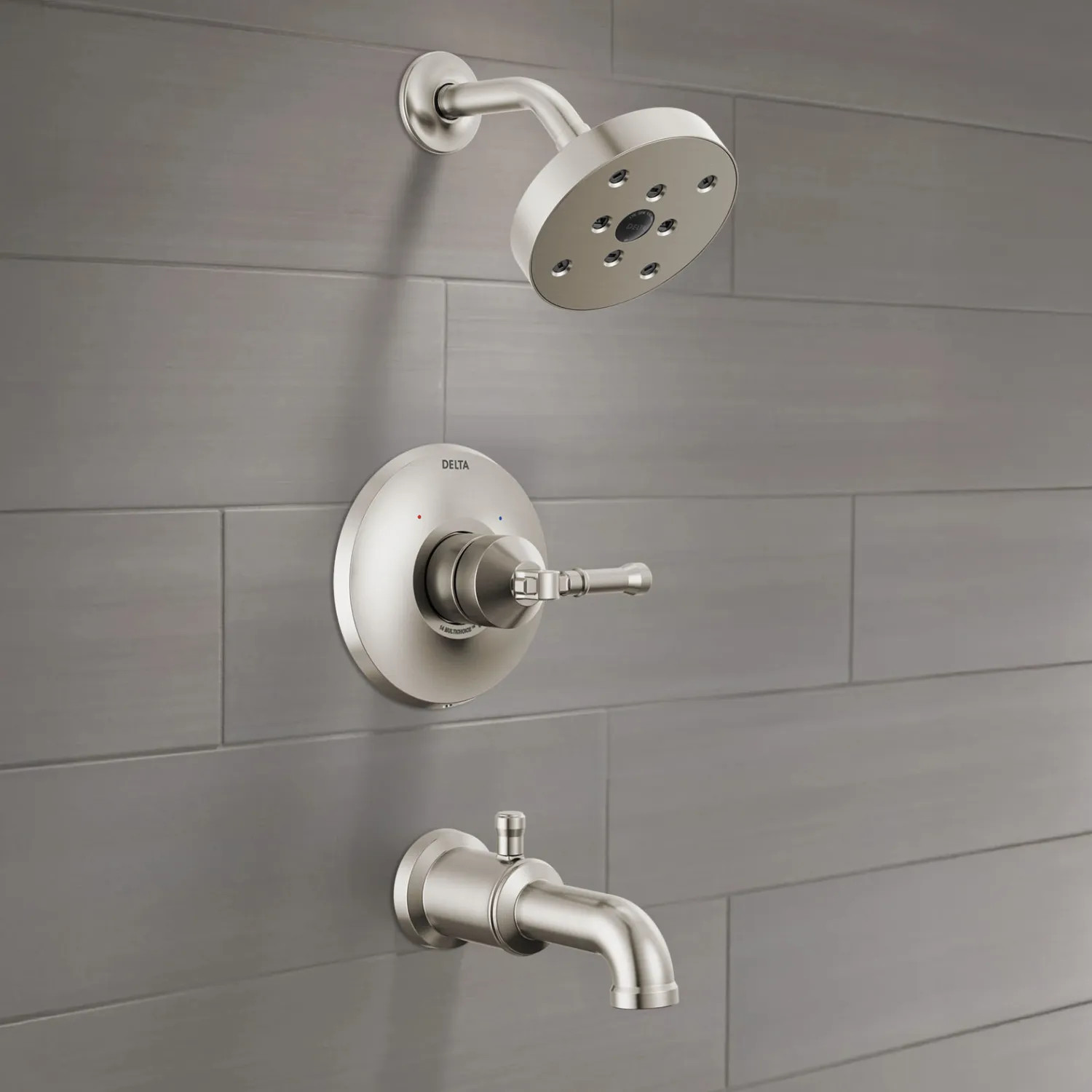 Delta T14484-SS-PR-LHD Delta Broderick 14 Series Monitor Tub/Shower Trim, H2Okinetic, ADA, 1.75 GPM, Less handles, Lumicoat Stainless - T14484-SS-PR-LHD