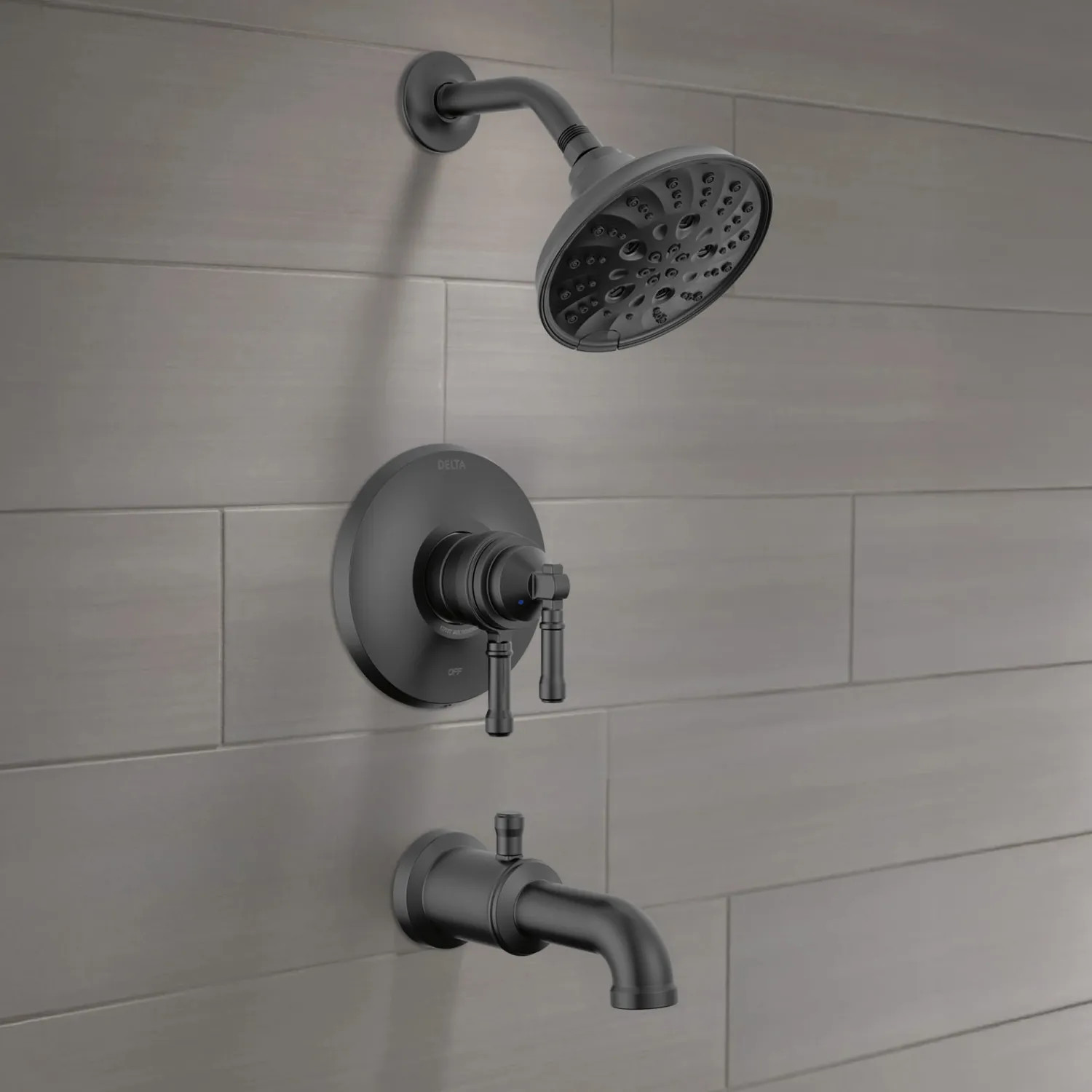 Delta T17484-BL Delta Broderick Monitor 17 Series Tub Shower Trim, TouchClean, H2Okinetic, ADA, MultiChoice, 1.75 GPM, Matte Black - T17484-BL