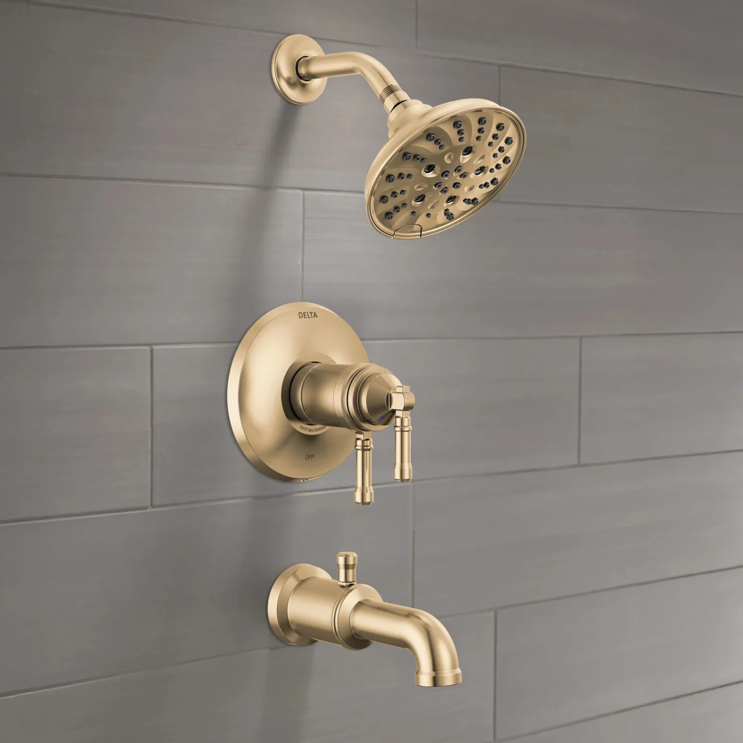 Delta T17T484-CZ-PR Delta Broderick Monitor 17T Series Tub Shower Trim, TouchClean, H2Okinetic, ADA, Lumicoat Champagne Bronze - T17T484-CZ-PR