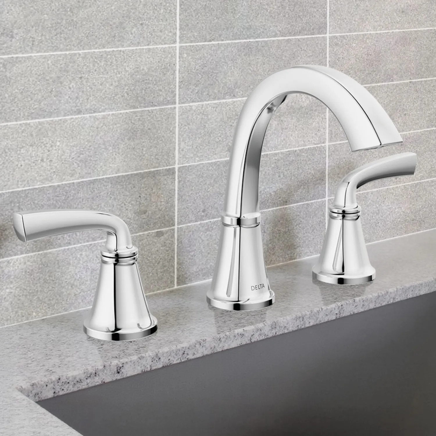 Delta 35864LF Delta Geist Two Handle Widespread Bathroom Faucet, Pop-Up with Overflow, Deck Mount, ADA, 1.2 GPM, Polished Chrome - 35864LF