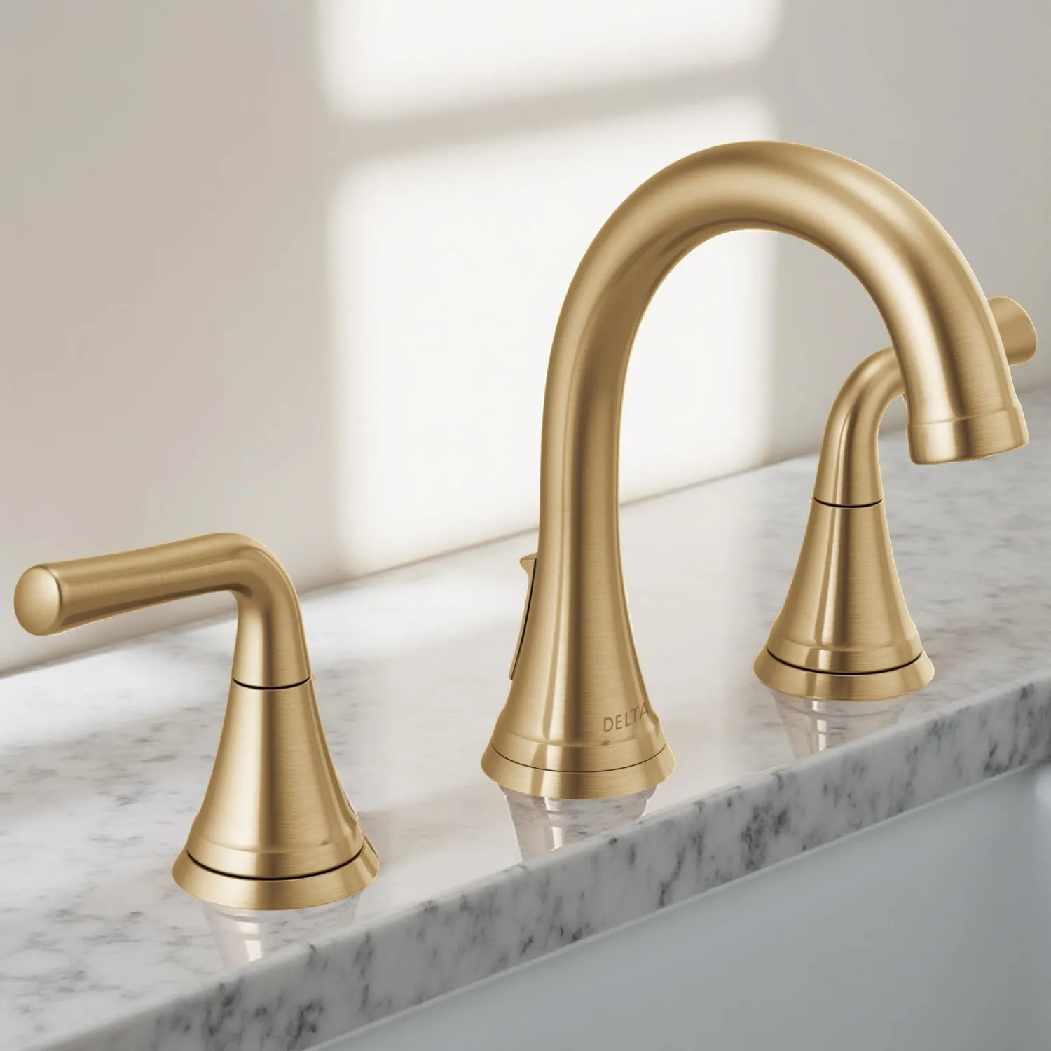 Delta 3533LF-CZMPU Delta Kayra Widespread Bathroom Faucet With  Metal Pop-Up, Deck Mount, Two Lever Handles, ADA, 1.2 GPM, Champagne Bronze - 3533LF-CZMPU