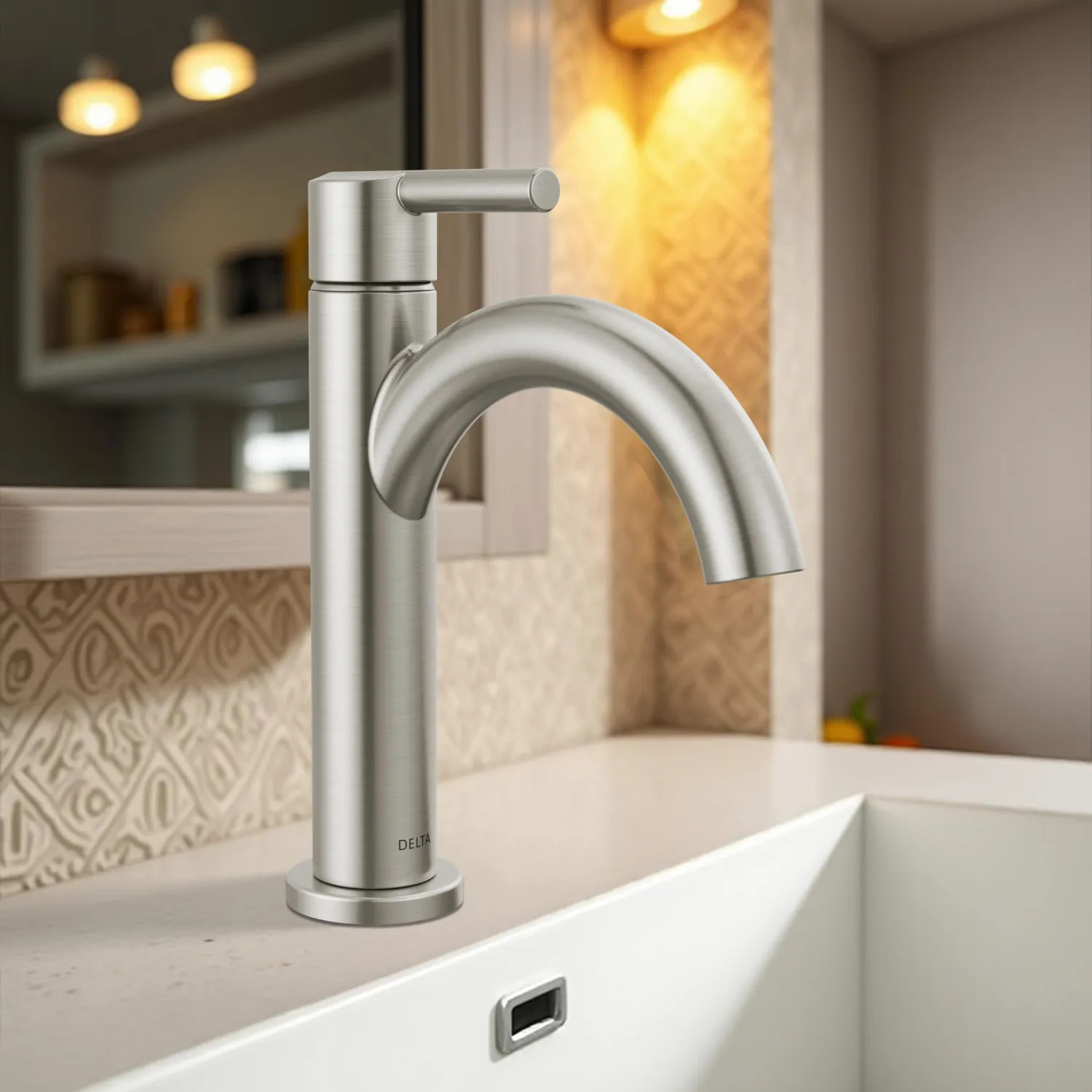Delta Nicoli Bathroom Faucet, Single Handle, Deck Mount, ADA-Compliant ...