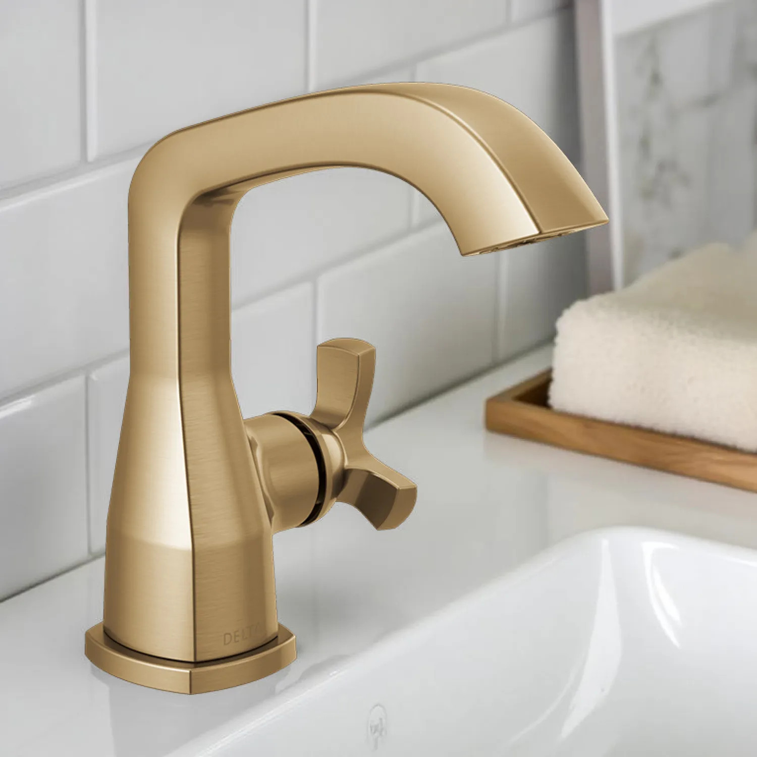 Delta 5766-CZ-PR-MPU-DST Delta Stryke Bathroom Faucet With Metal Push Pop-Up Drain, Single Handle, DIAMOND Seal, 1.2 GPM, Lumicoat Champagne Bronze - 5766-CZ-PR-MPU-DST