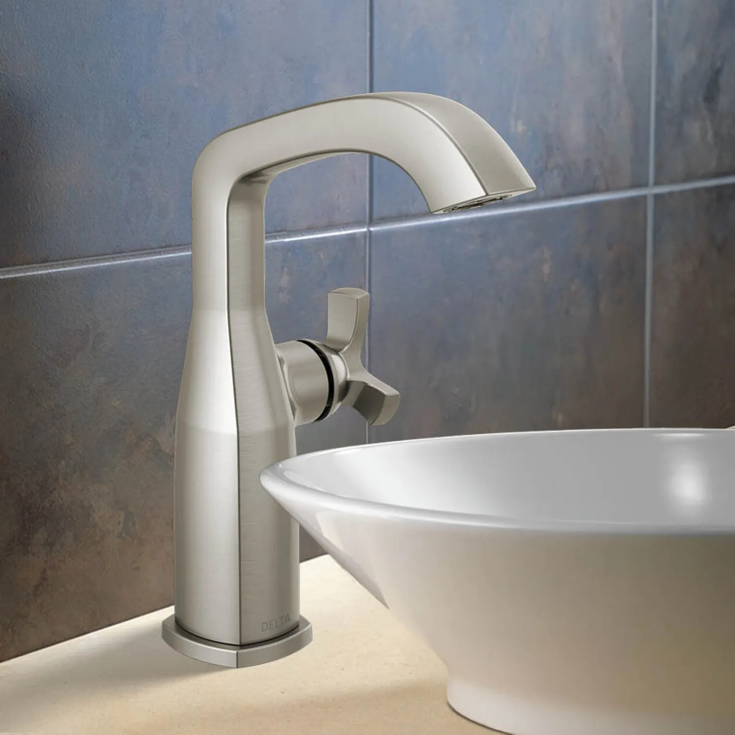 Delta 6766-SS-PR-DST Delta Stryke Mid-Height Bathroom Faucet, Single Handle, DIAMOND Seal, ADA, 1.2 GPM, Lumicoat Stainless - 6766-SS-PR-DST