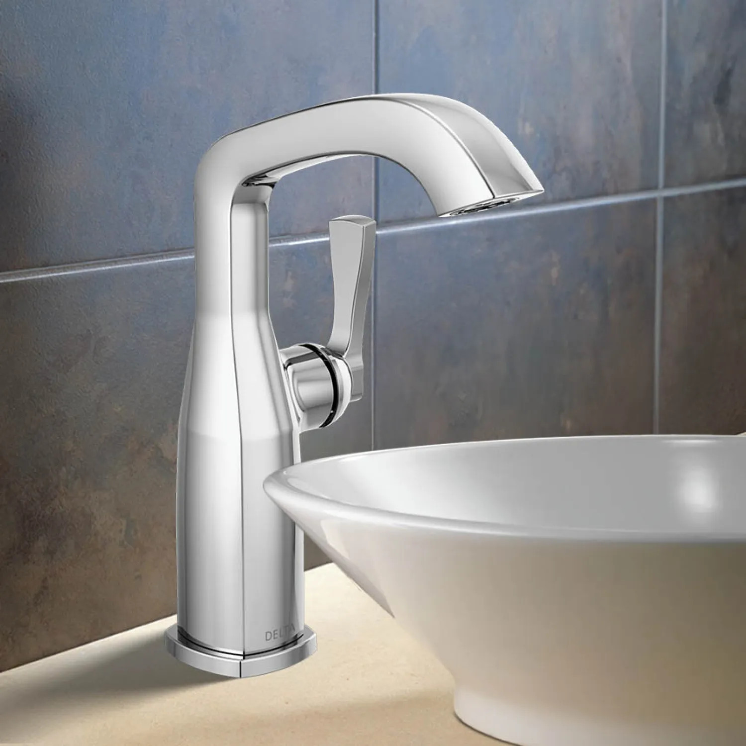 Delta 676-PR-DST Delta Stryke Mid-Height Bathroom Faucet, Single Handle, Rigid Spout, DIAMOND Seal, ADA, 1.2 GPM, Lumicoat Chrome - 676-PR-DST