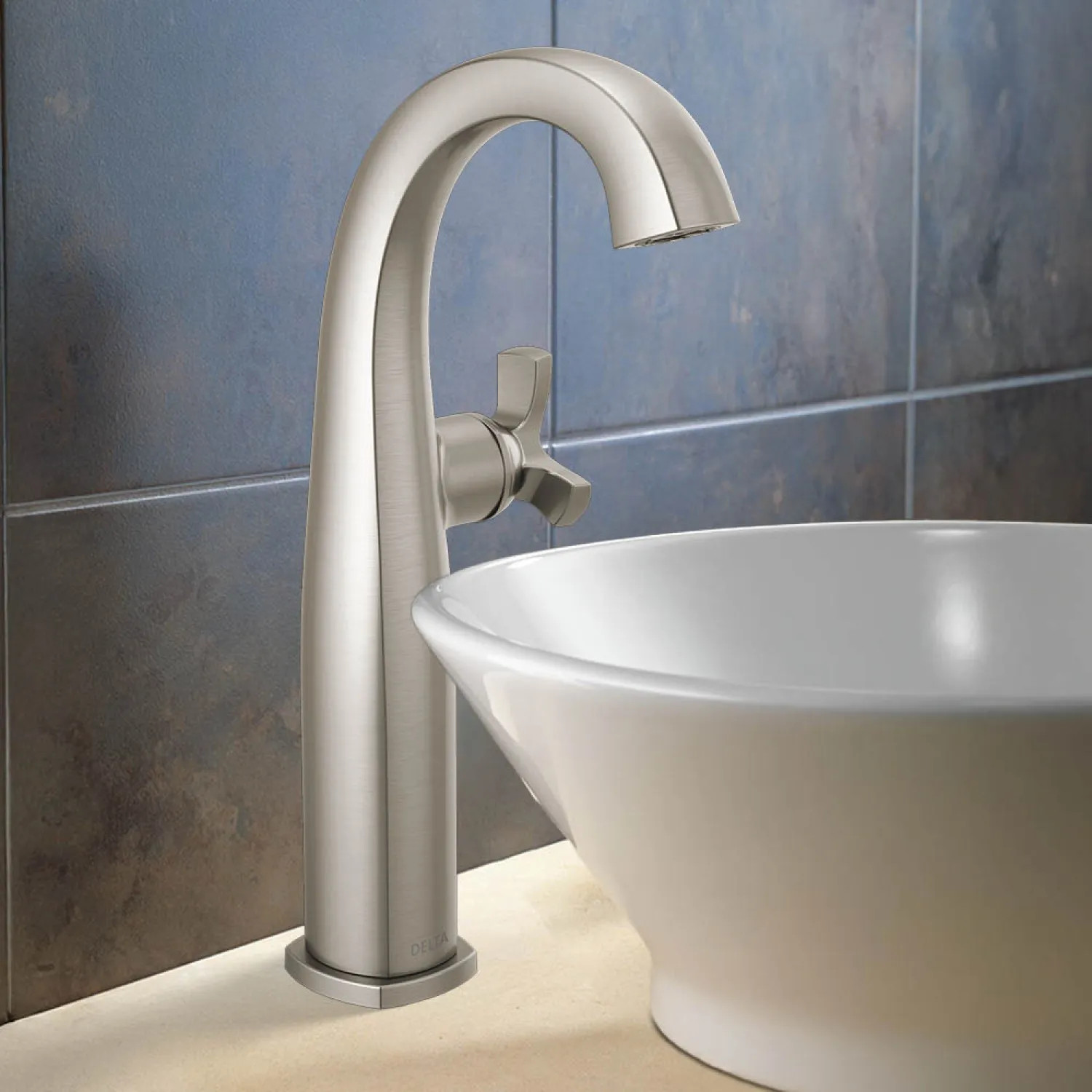 Delta 7776-SS-PR-DST Delta Stryke Vessel Bathroom Faucet, Single Handle, Deck-Mount, DIAMOND Seal, 1.2 GPM, Lumicoat Stainless - 7776-SS-PR-DST