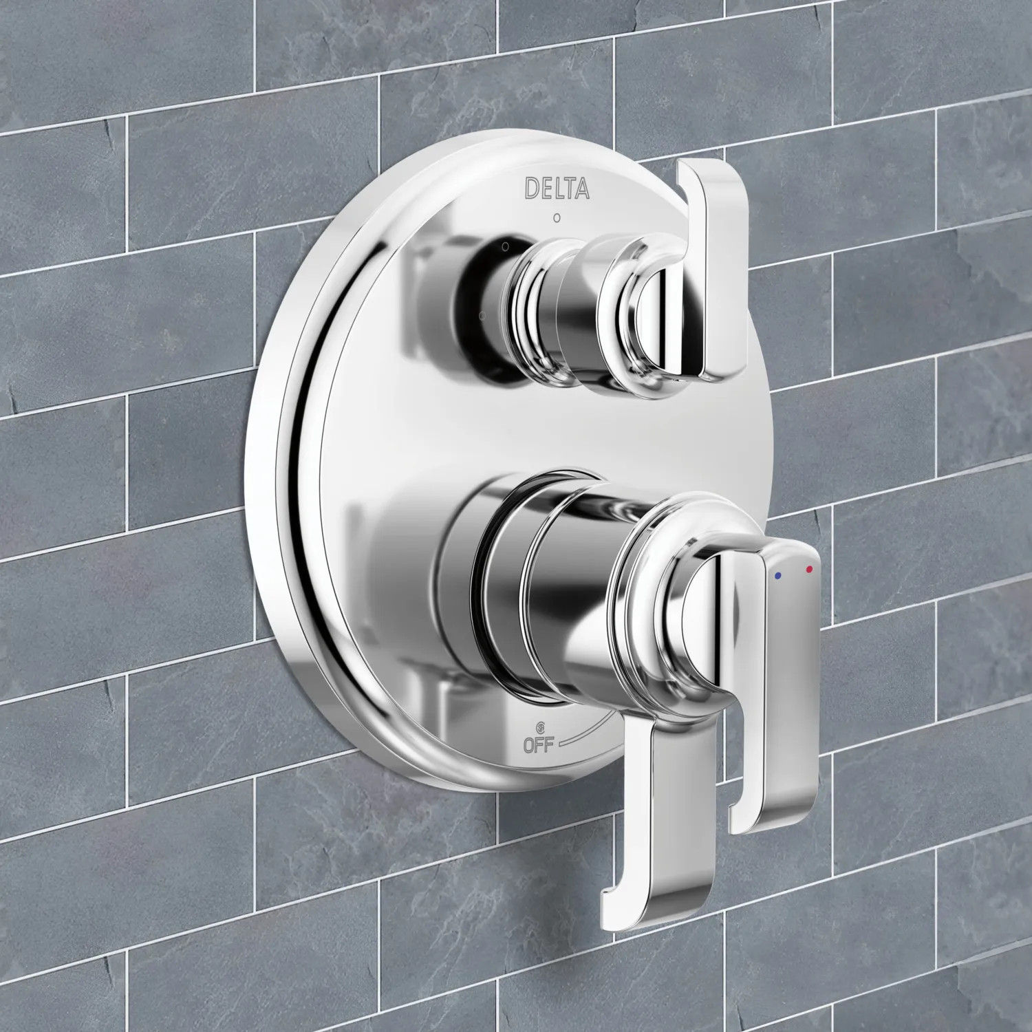 Delta T27889-PR Delta Tetra Monitor 17 Three-Function Diverter Pressure Balance Valve Trim, ADA, 5.8 GPM, Lumicoat Chrome - T27889-PR