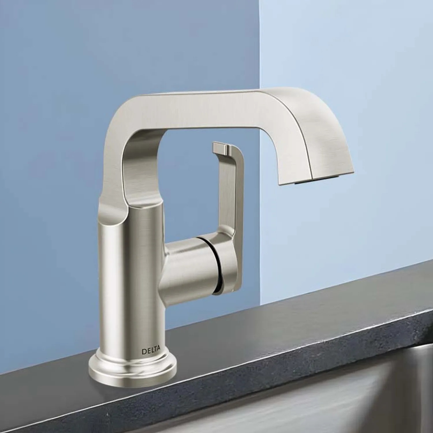 Delta 589SH-SS-PR-DST Delta Tetra Bathroom Faucet With Metal Pop-Up, Side Handle, Deck Mount, DIAMOND Seal, ADA, 1.2 GPM, Lumicoat Stainlee - 589SH-SS-PR-DST