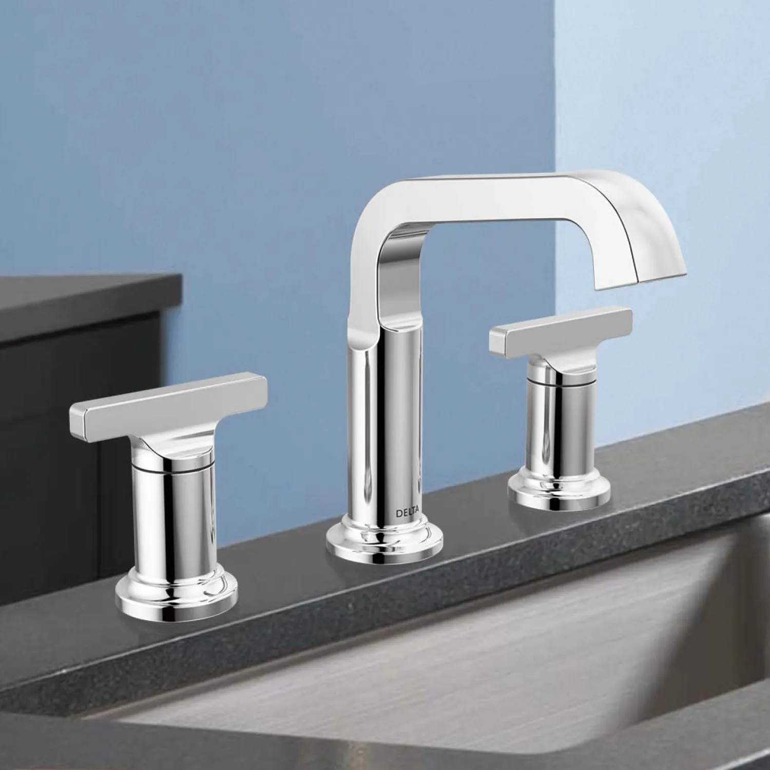 Delta 35587-PR-DST Delta Tetra Widespread Bathroom Faucet, Two Handles, DIAMOND Seal, Lumicoat Chrome - 35587-PR-DST